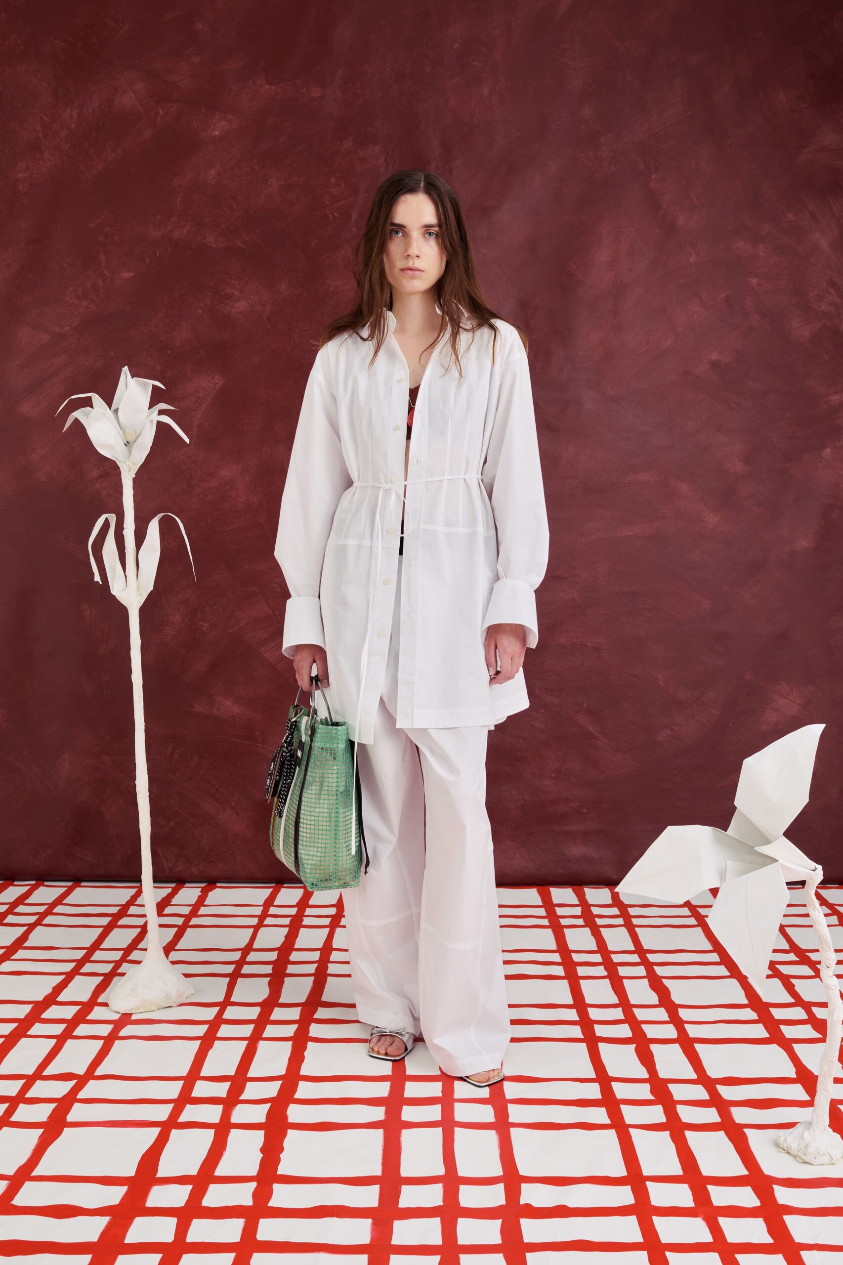 white relaxed shirt and pants