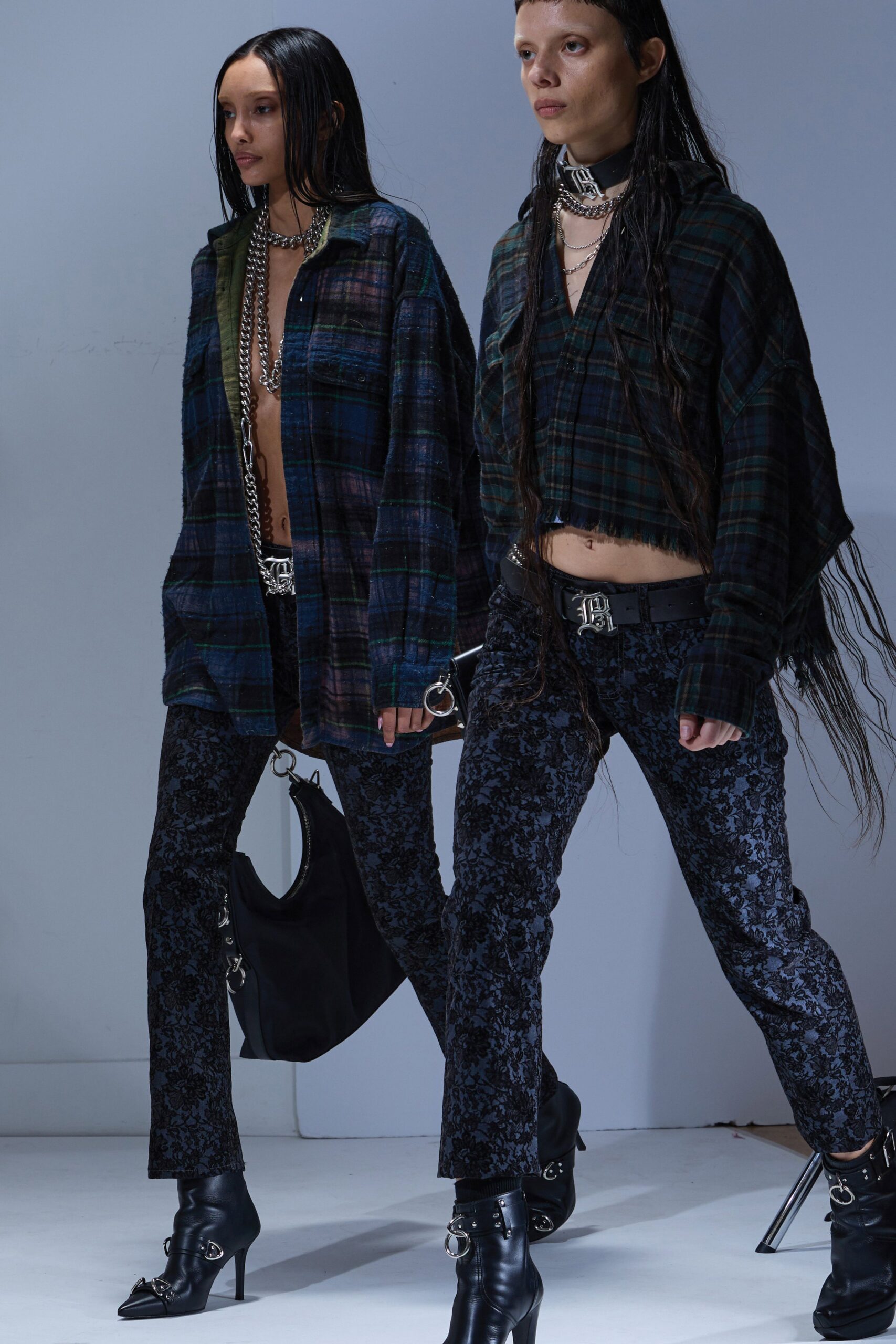 black denim fitted flared pants