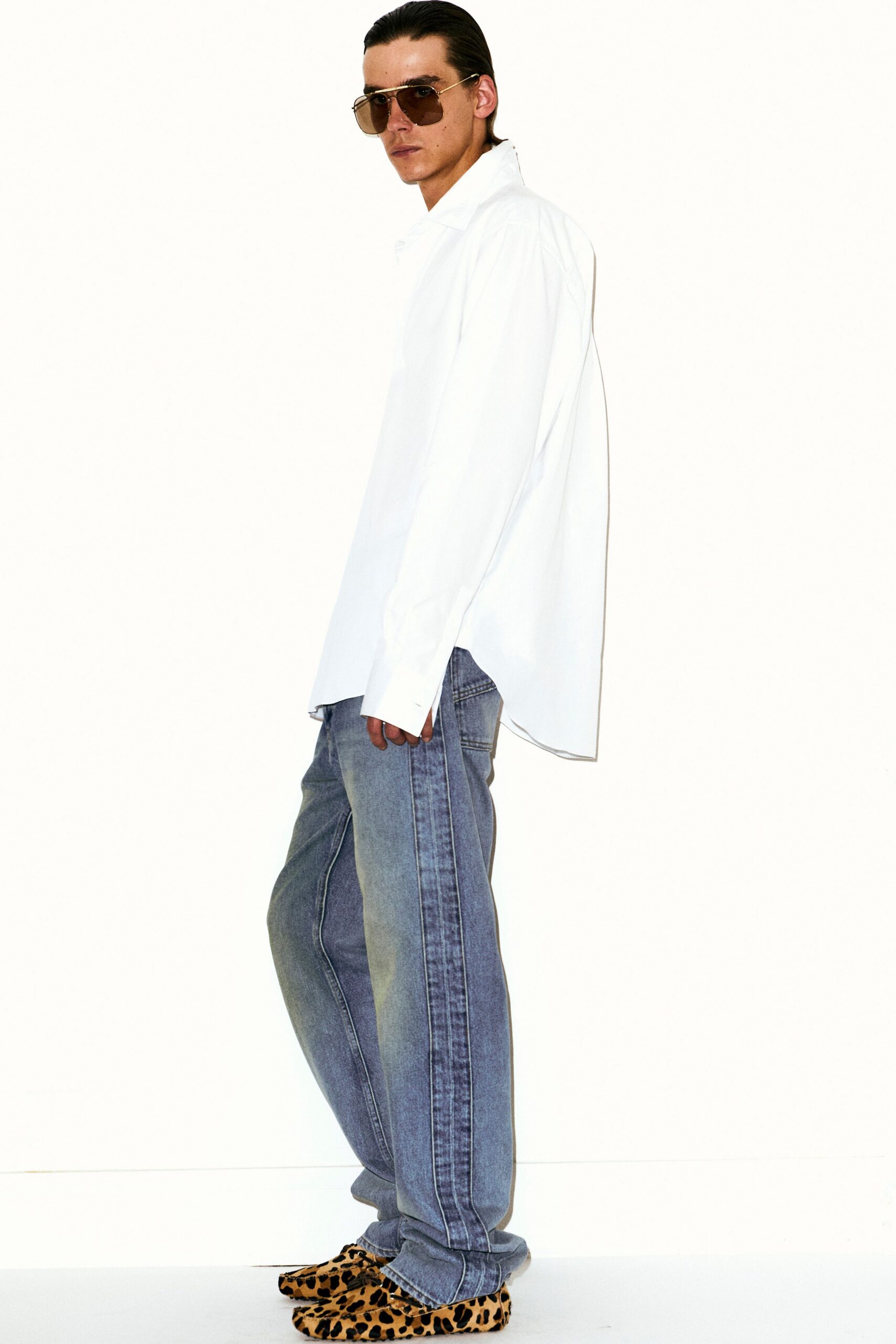 white relaxed shirt with jeans