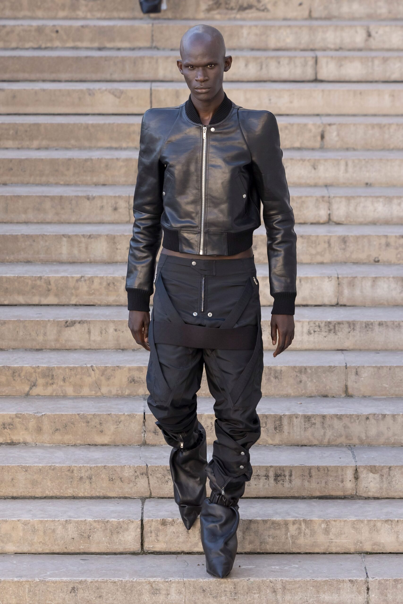 black leather jacket and pants