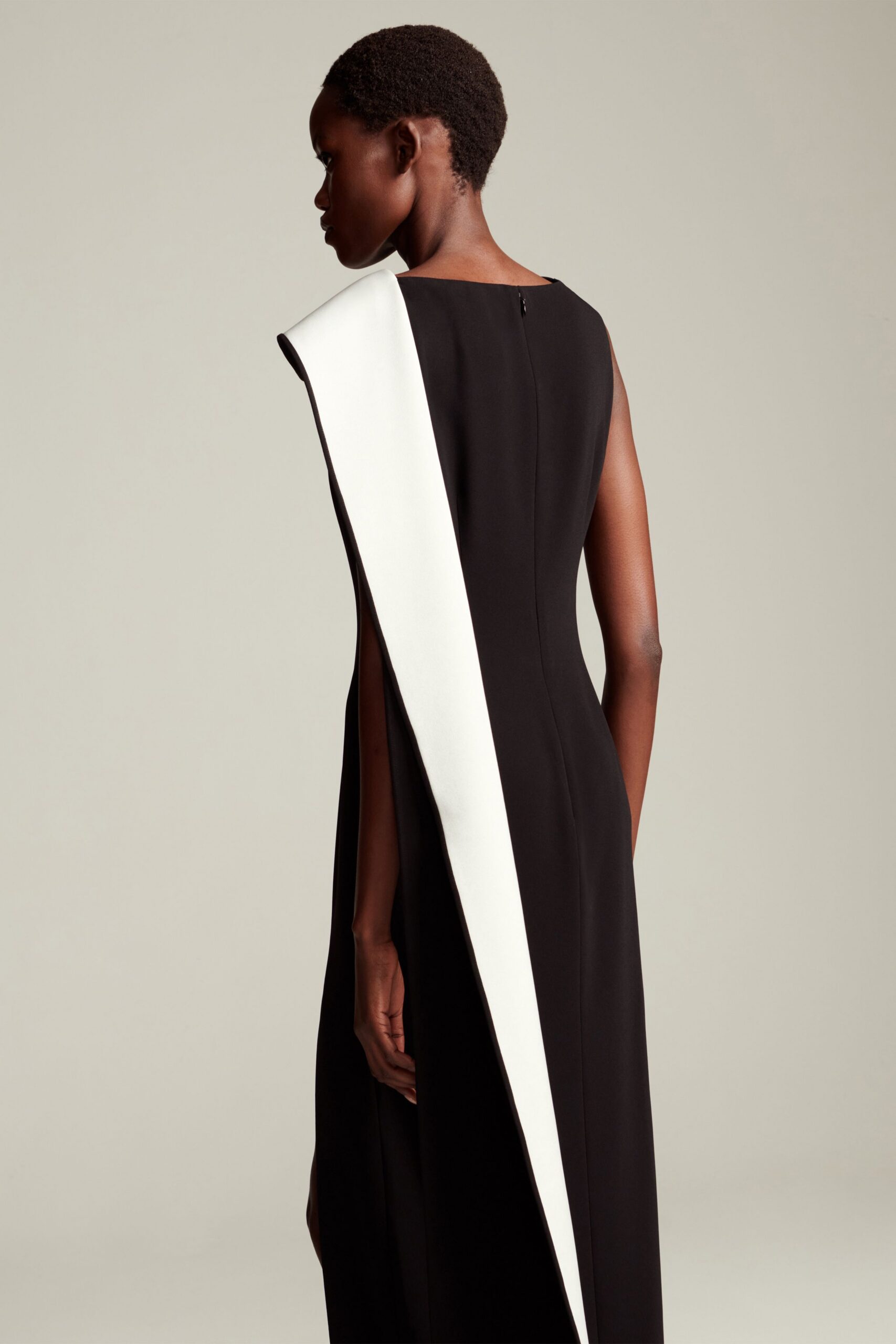 black and white asymmetric dress