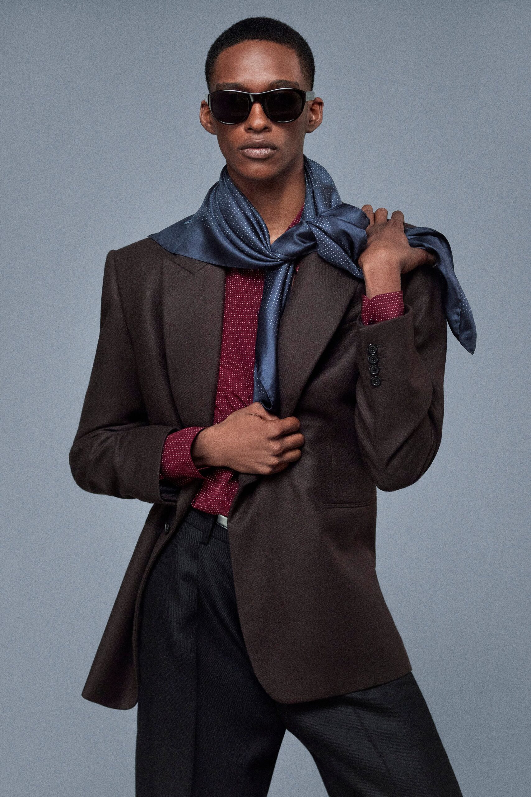 blue silk scarf