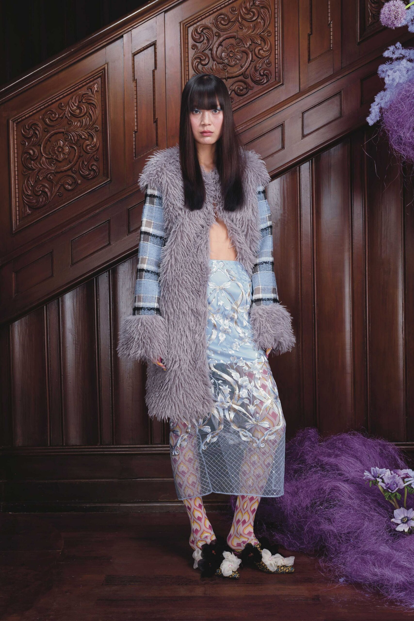 gray vinyl fitted pleated shiny skirt