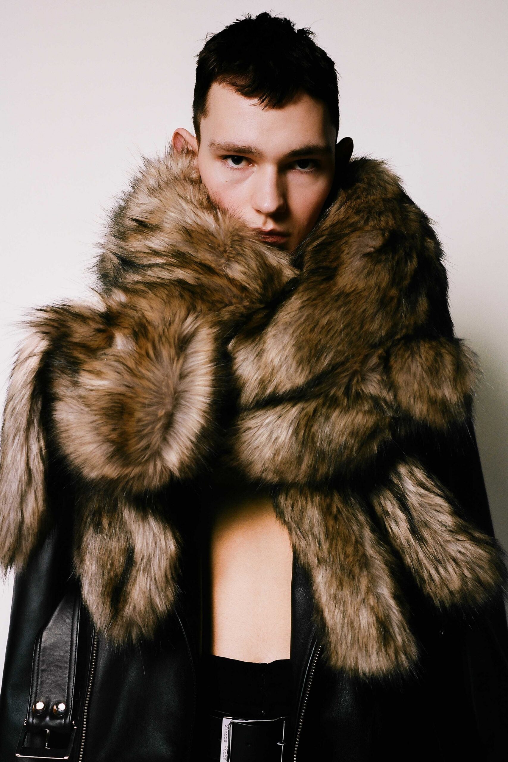 brown fur relaxed scarf
