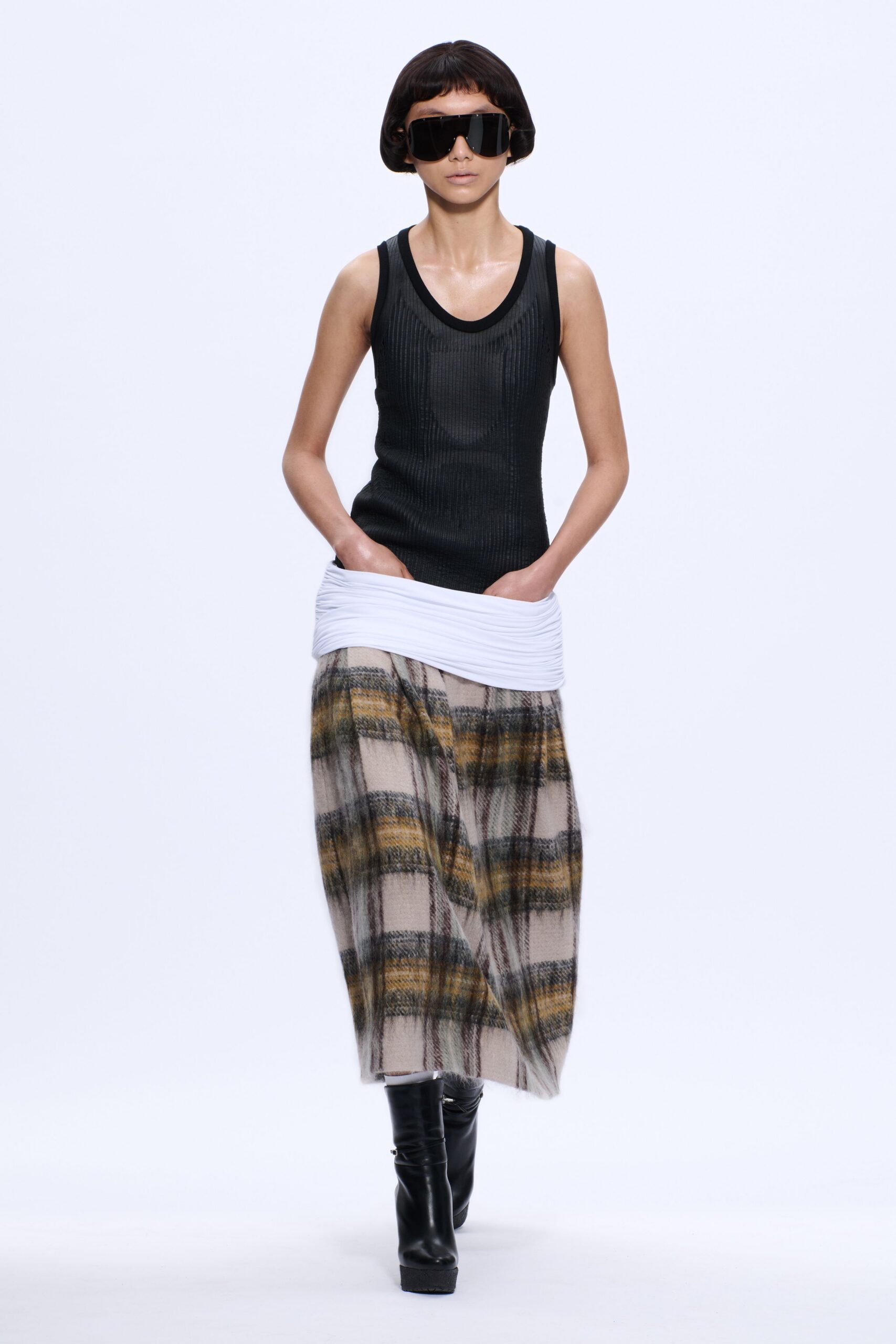 multi cotton relaxed pleated maxi skirt