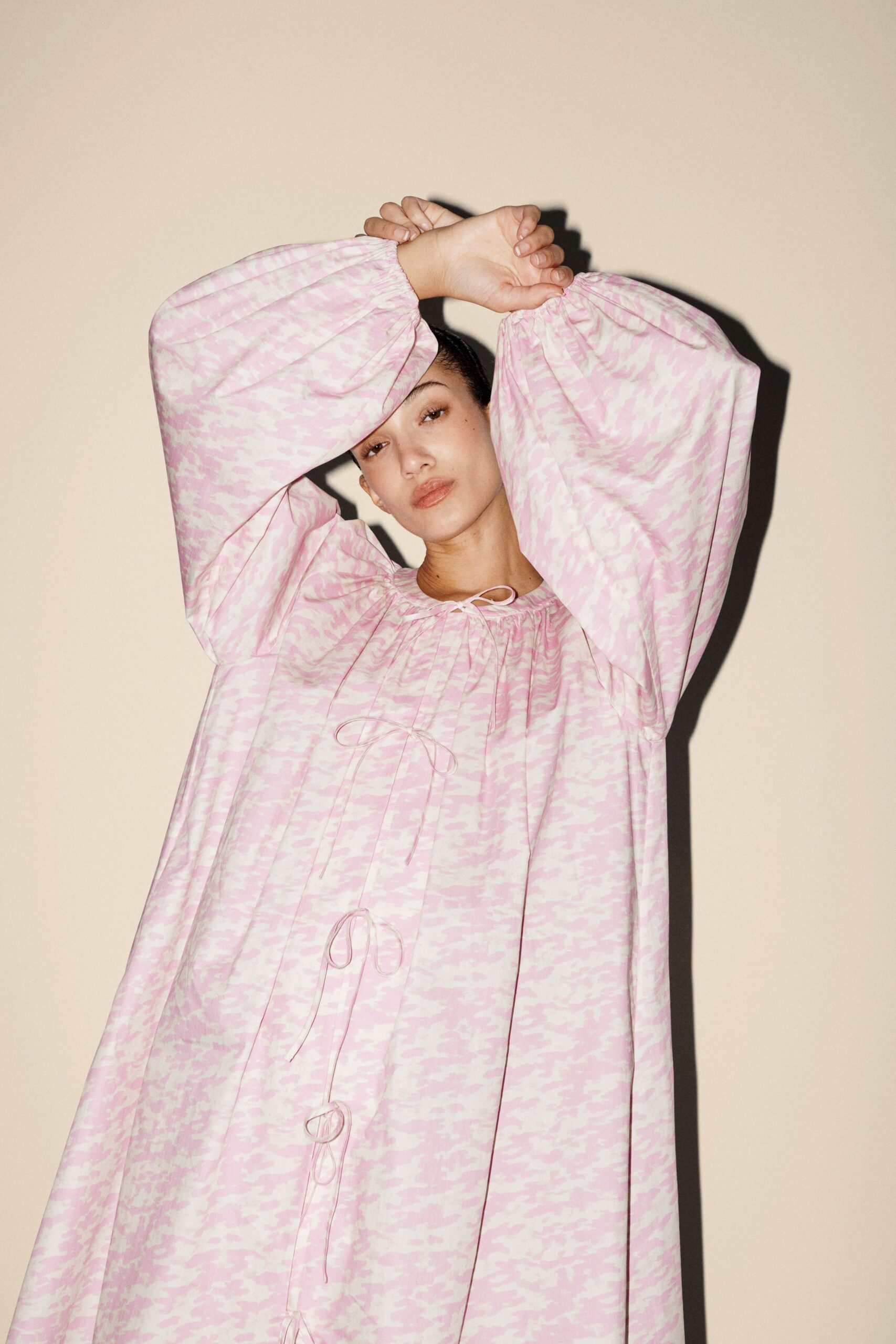 pink and white relaxed dress