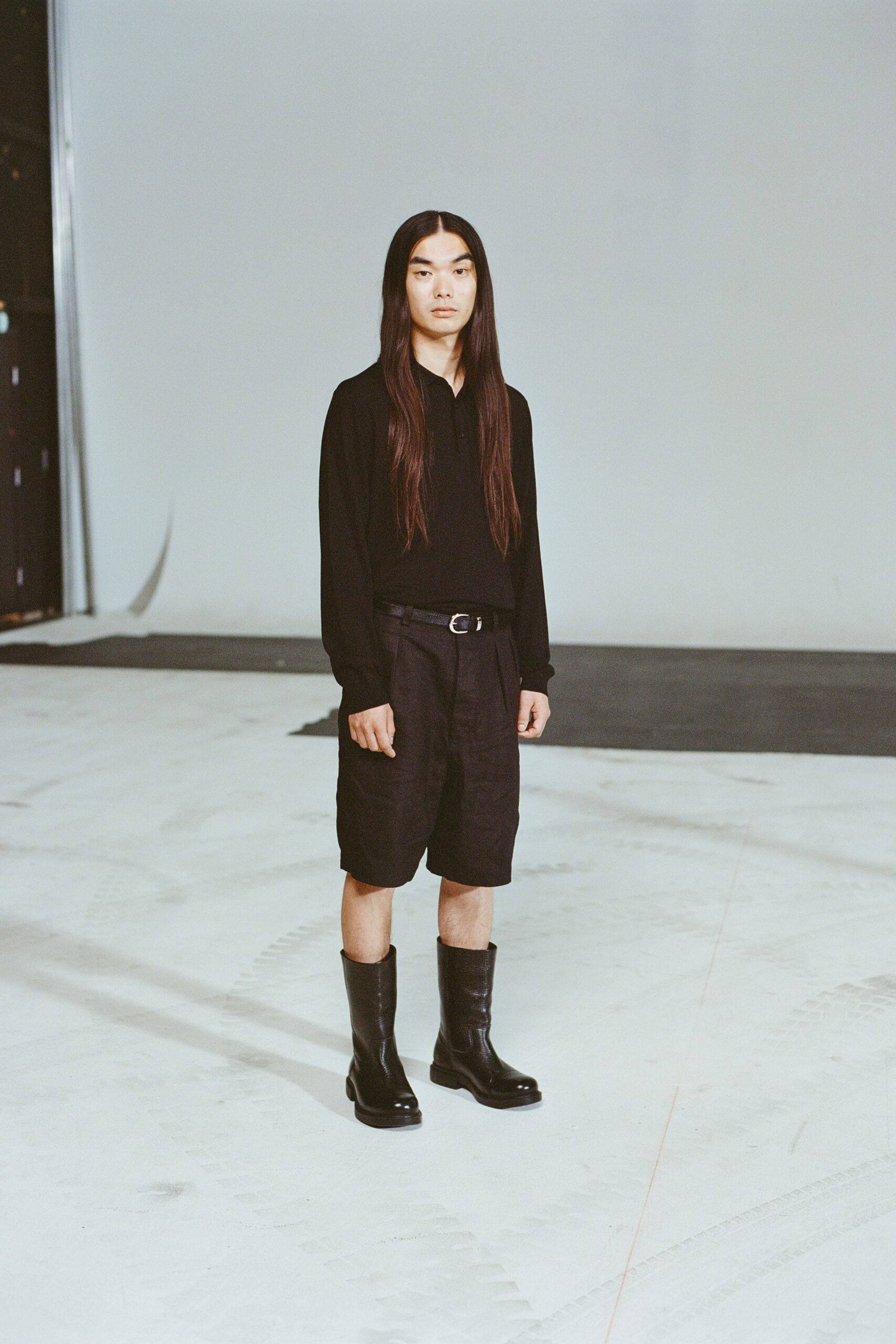 black relaxed top and shorts