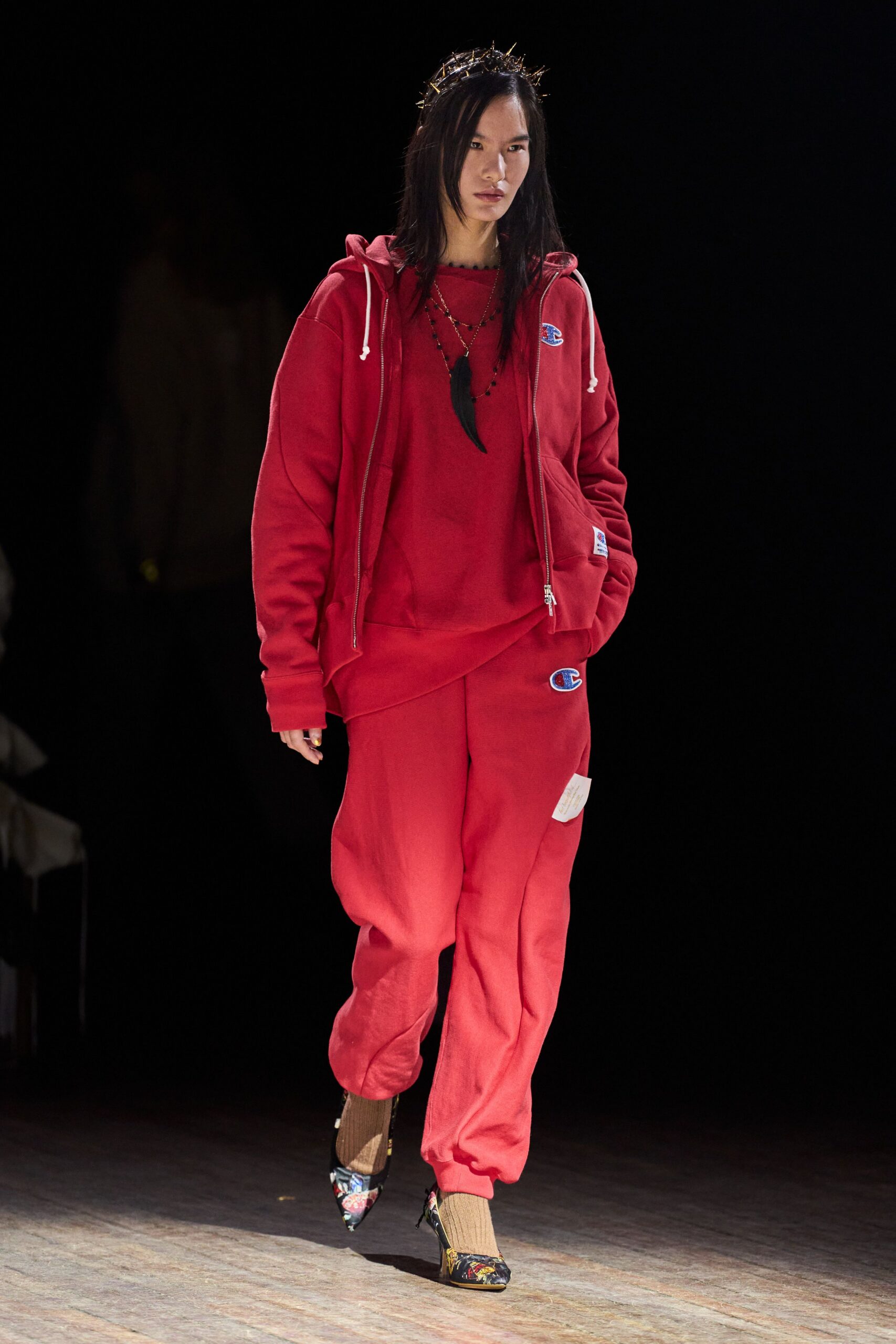 red relaxed hoodie and pants