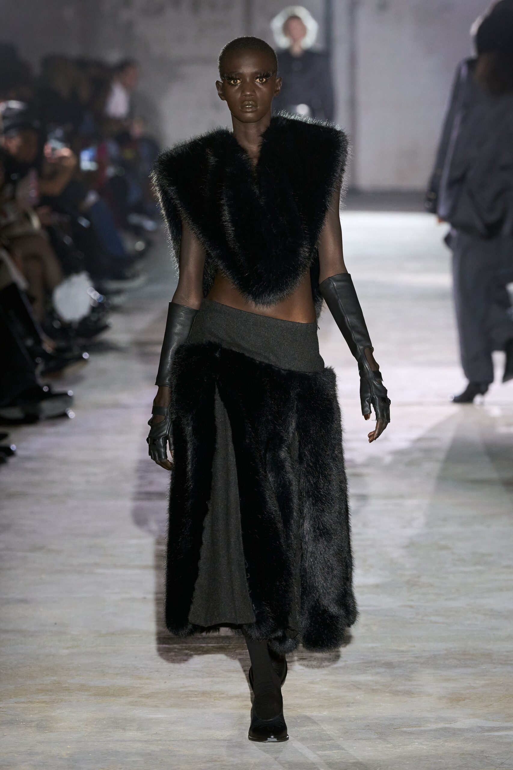 black fur sleeveless fitted top
