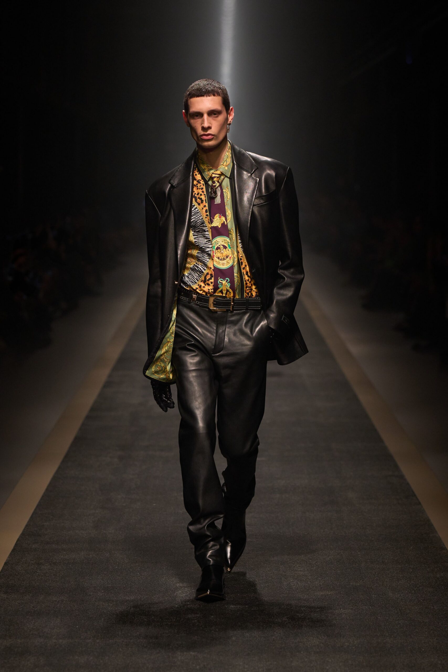 black leather jacket and pants