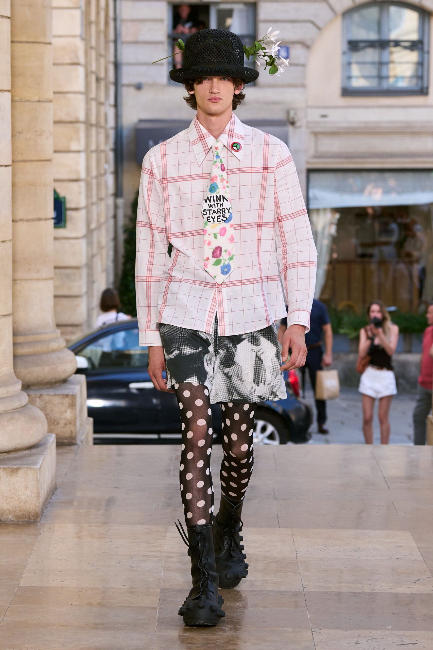 relaxed checked shirt with shorts