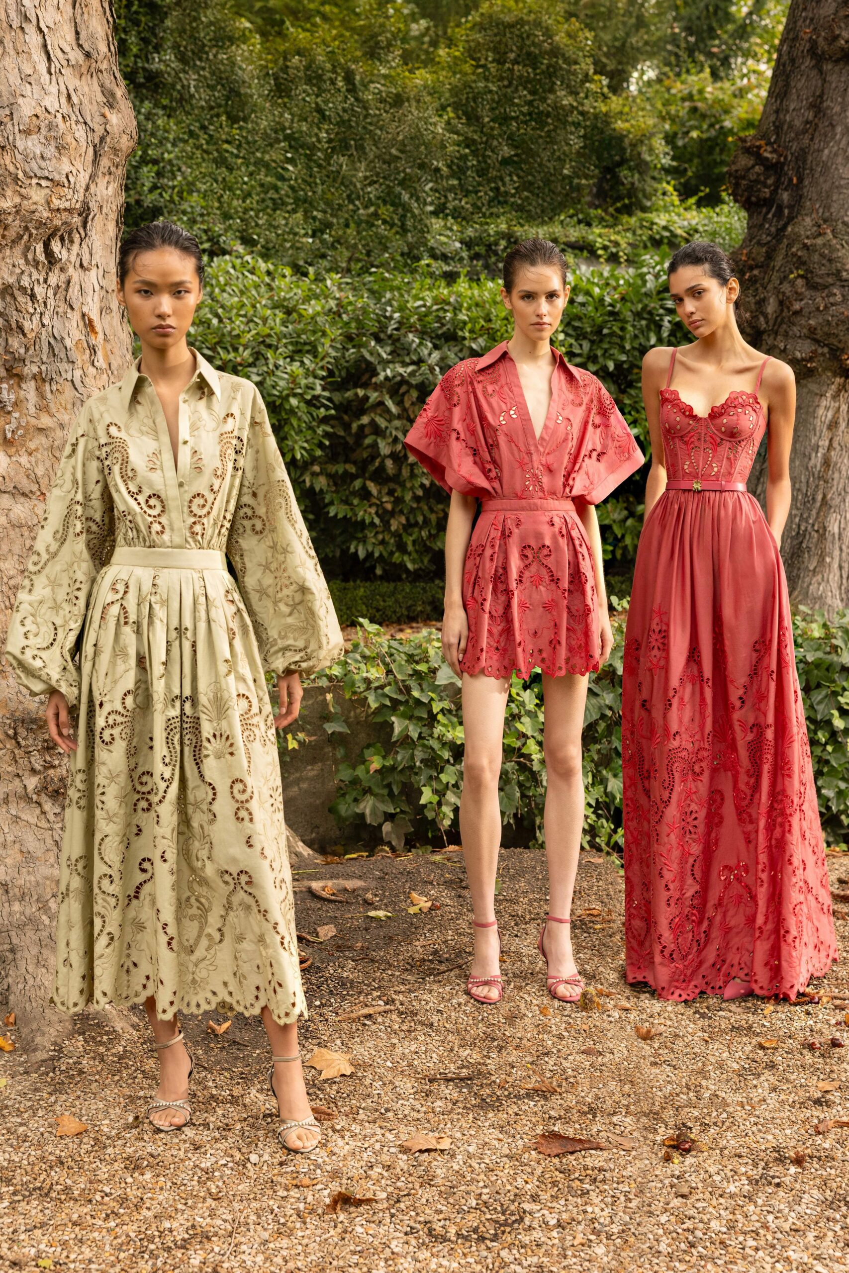 red cotton sleeveless v-neck fitted embroidered maxi gown