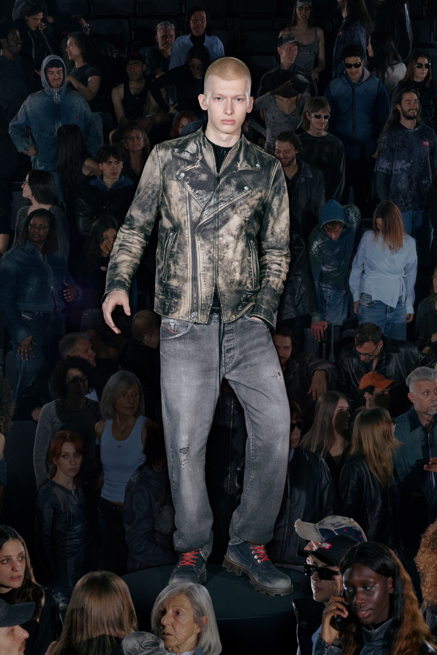 fitted black denim jacket with jeans