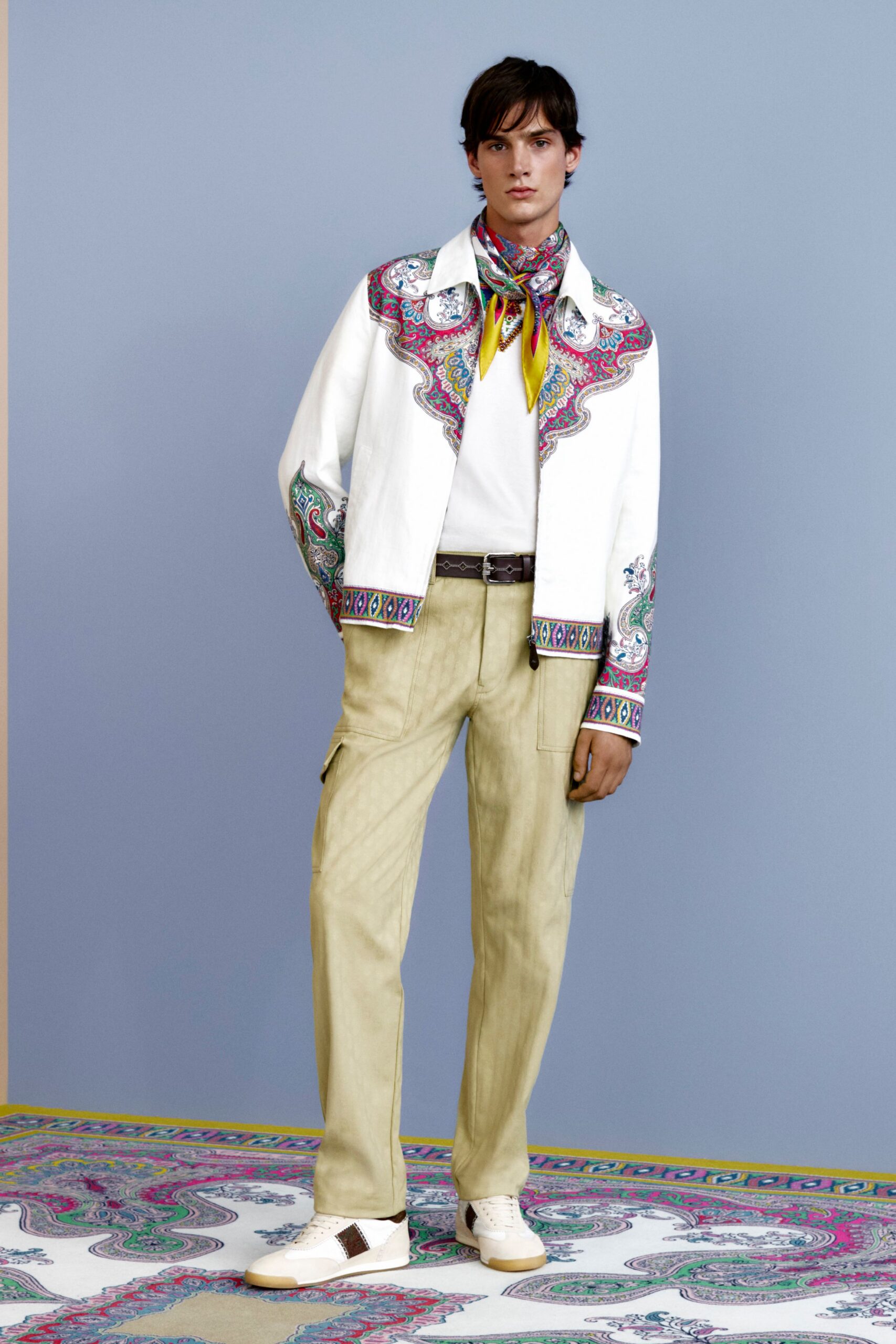 white cotton long-sleeve collared structured embroidered jacket
