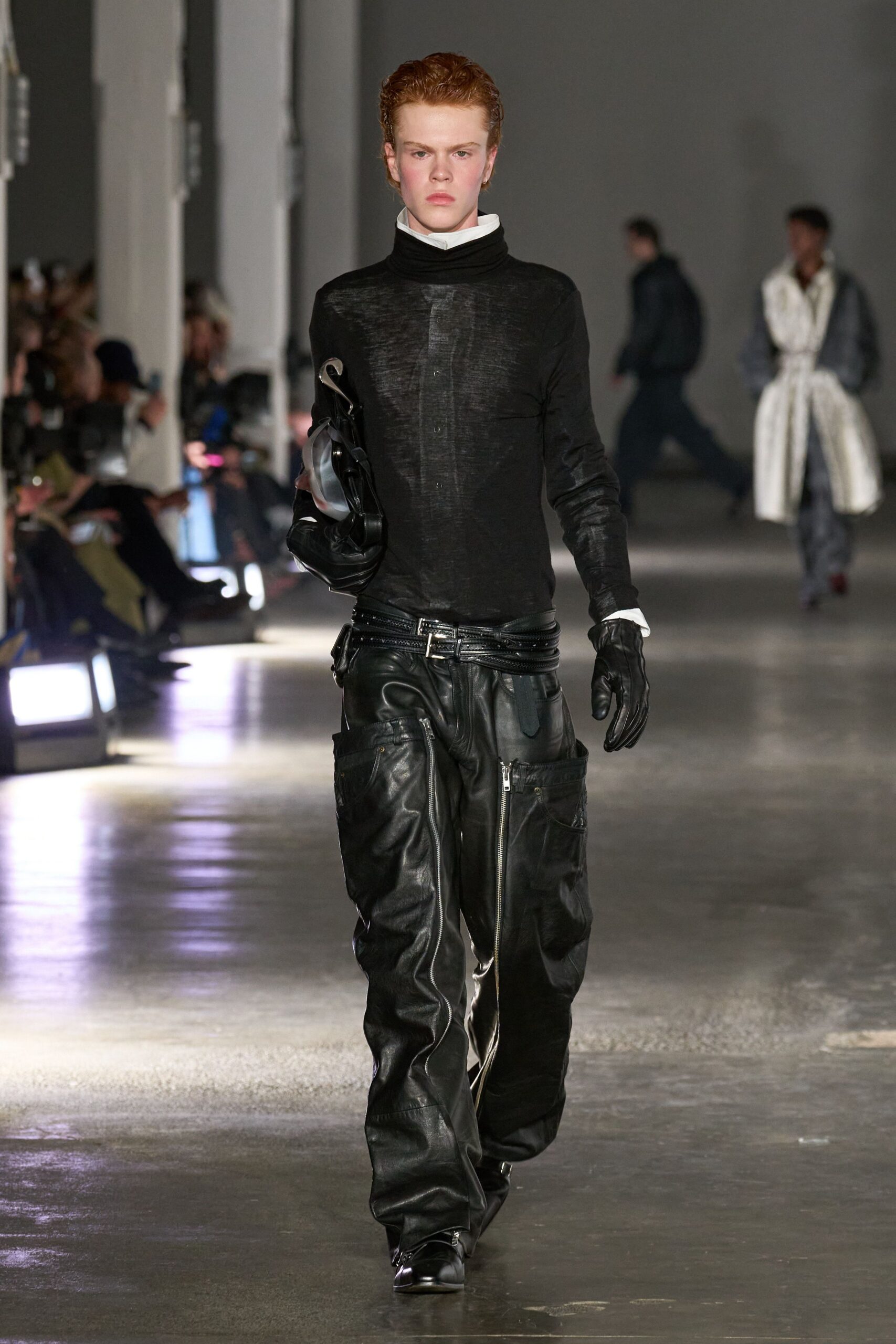 black fitted top and relaxed pants