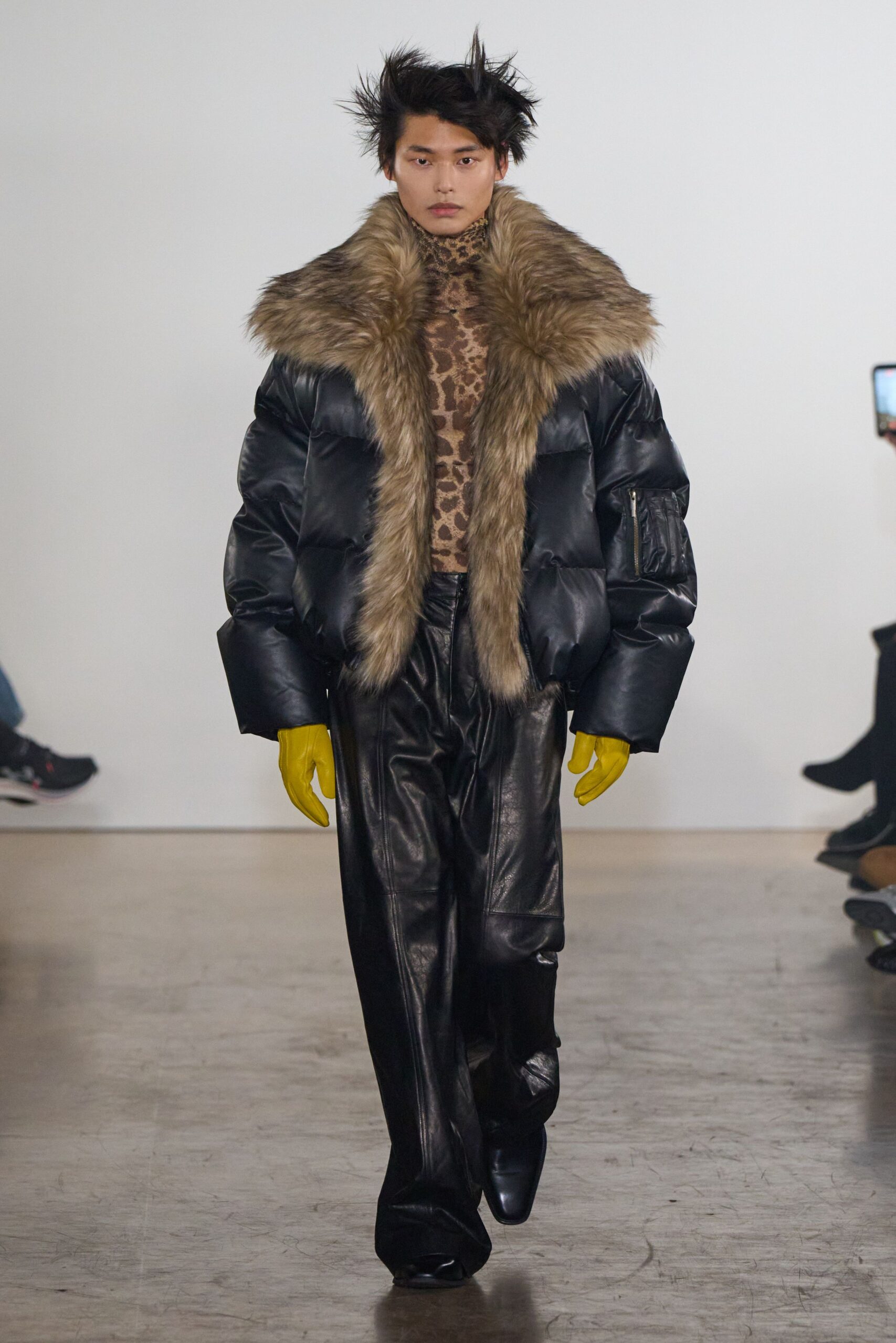 oversized black faux-fur jacket