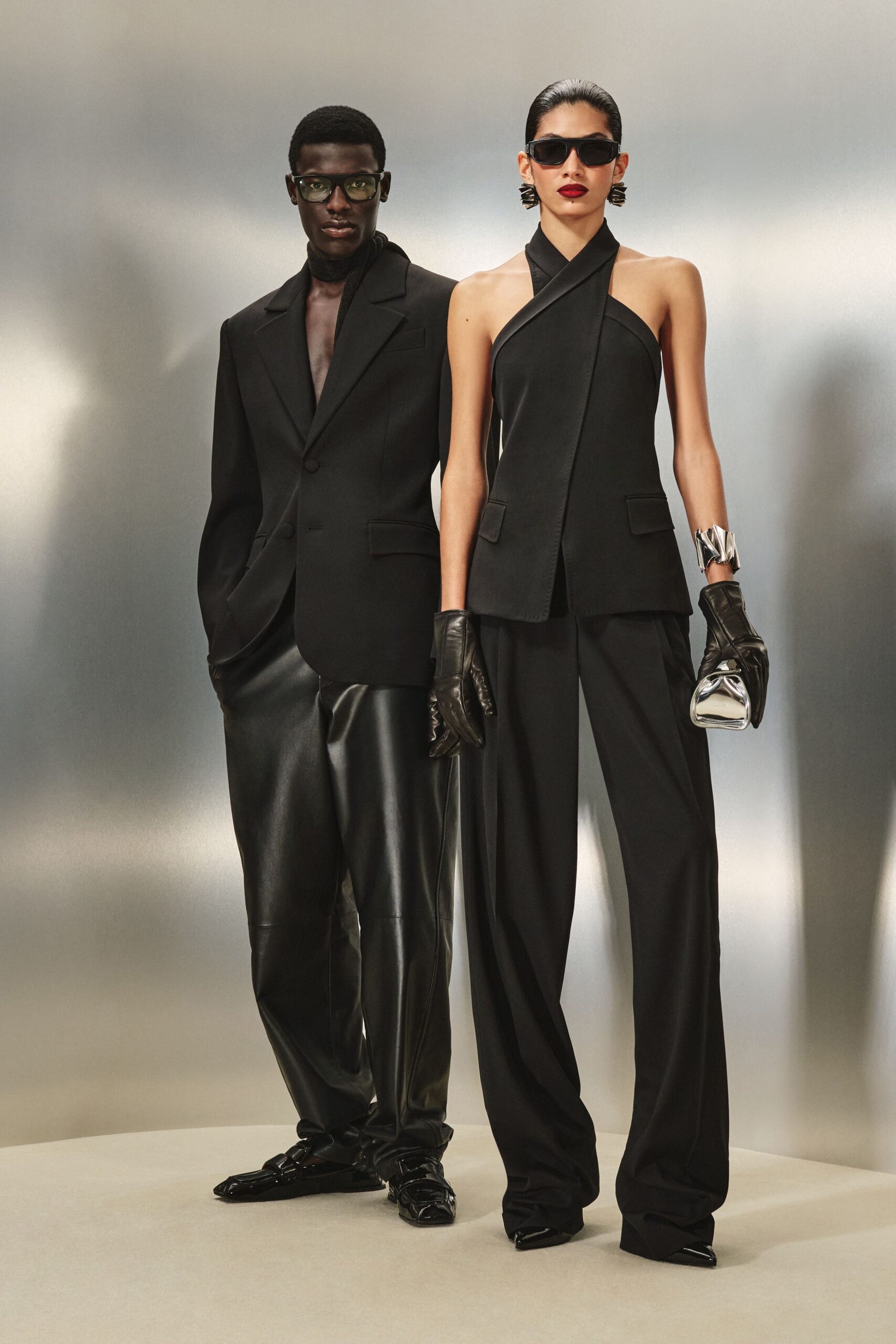 black tailored blazer and pants