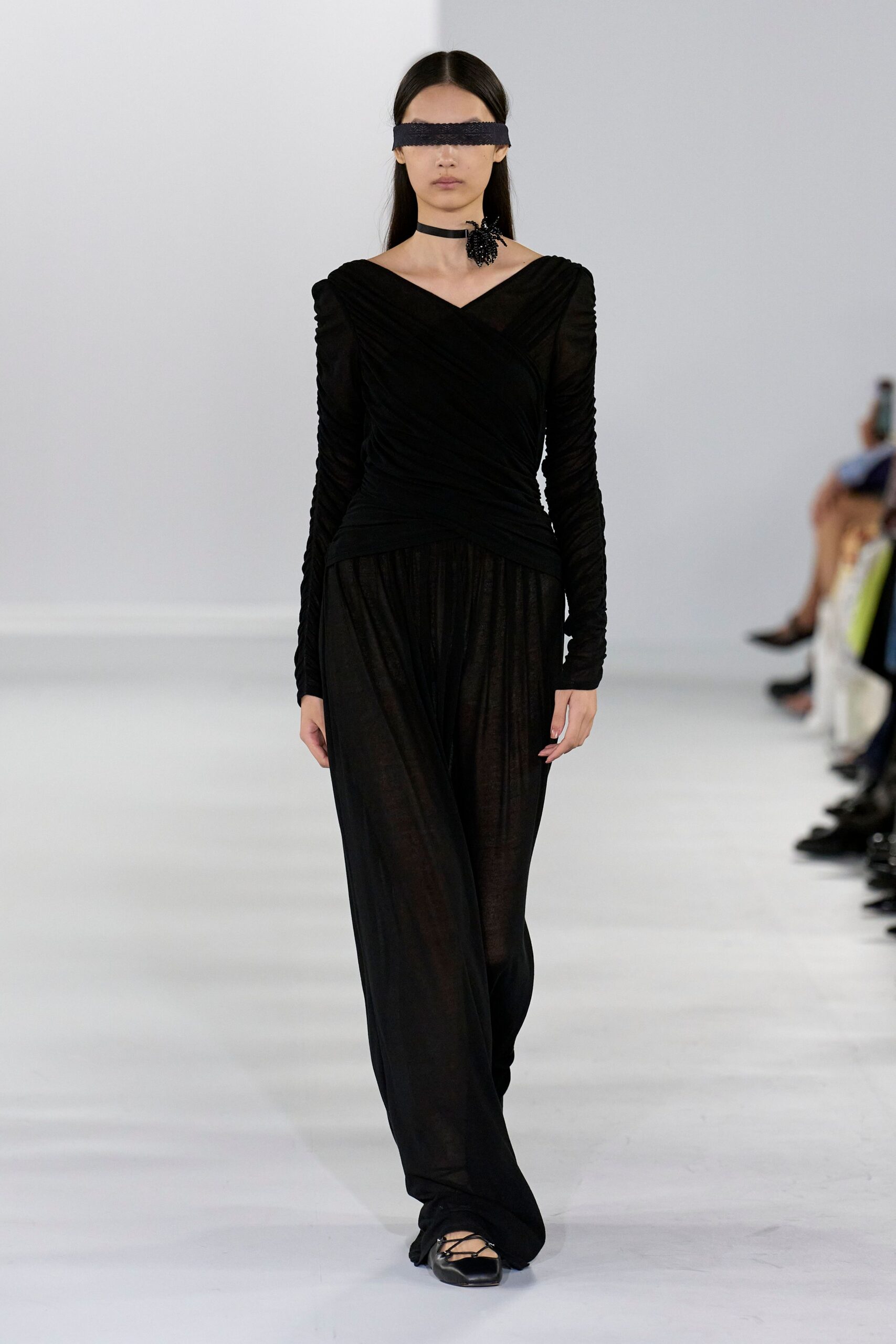 black silk relaxed wide-leg flowing pants