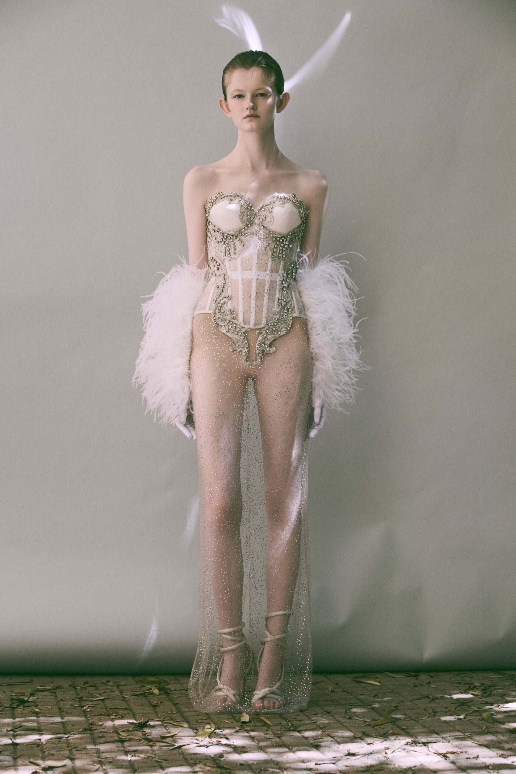 white silk gloves