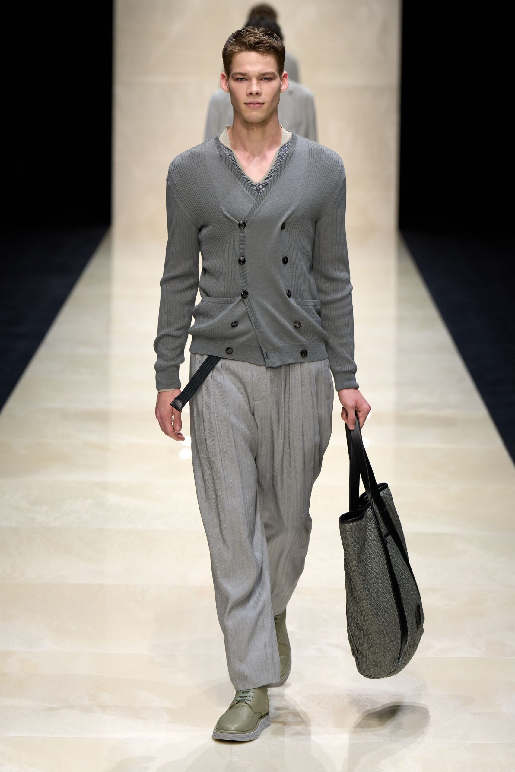 gray cotton textured bag