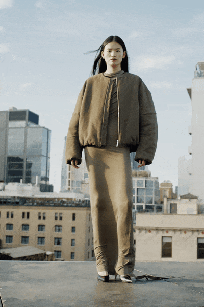 brown cotton long-sleeve collared oversized zippered jacket
