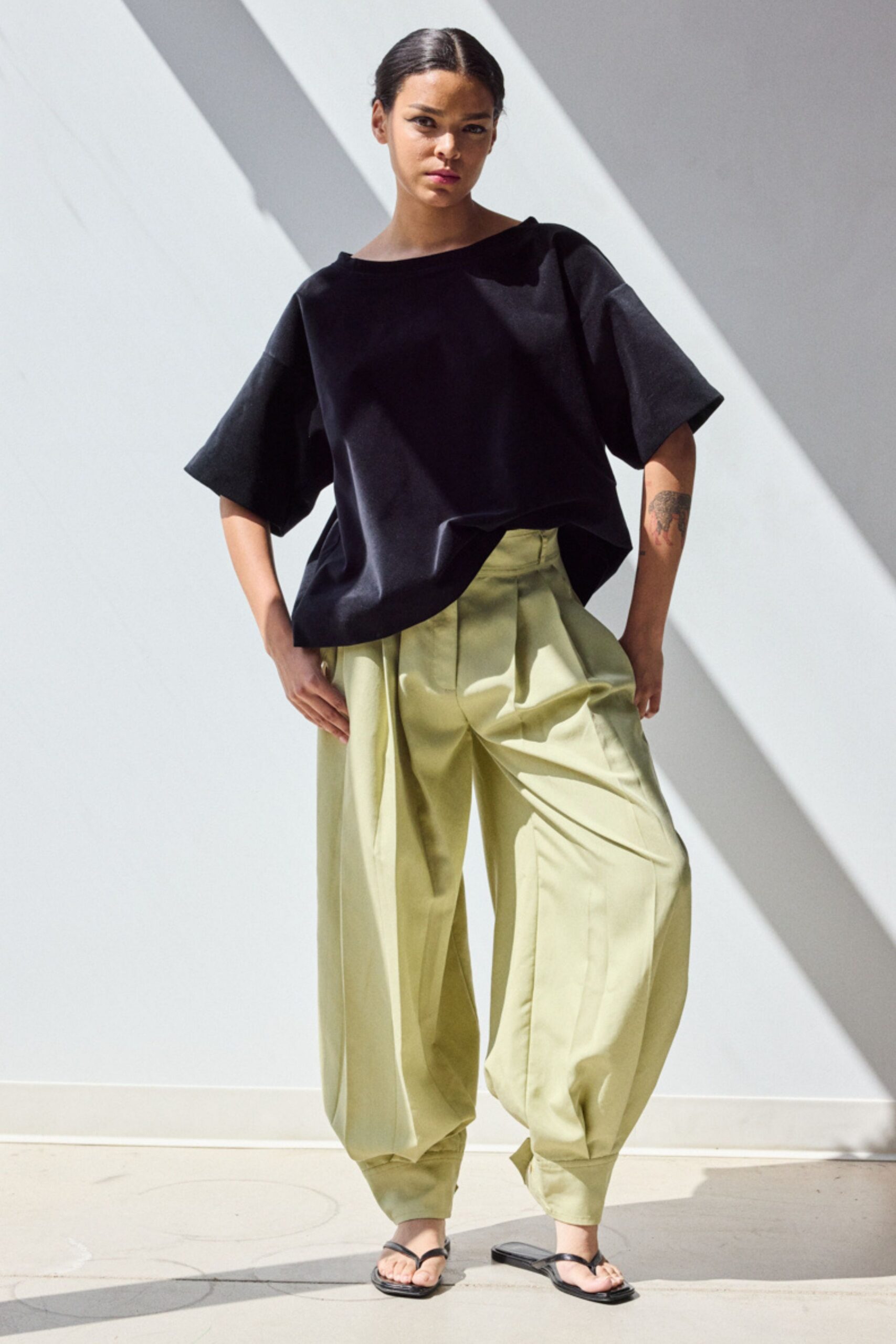 black velvet short-sleeve collared relaxed draped top
