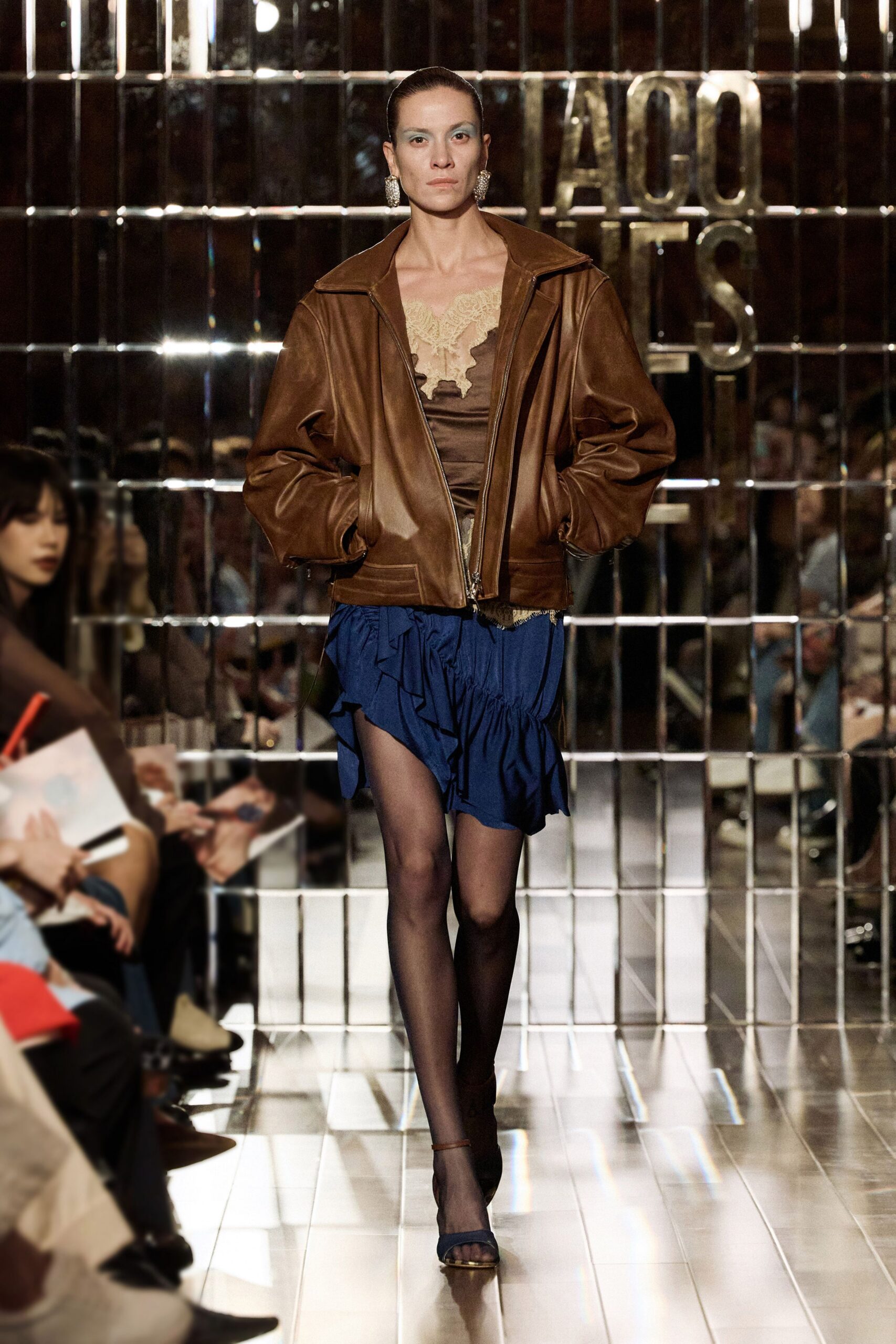 brown leather oversized jacket