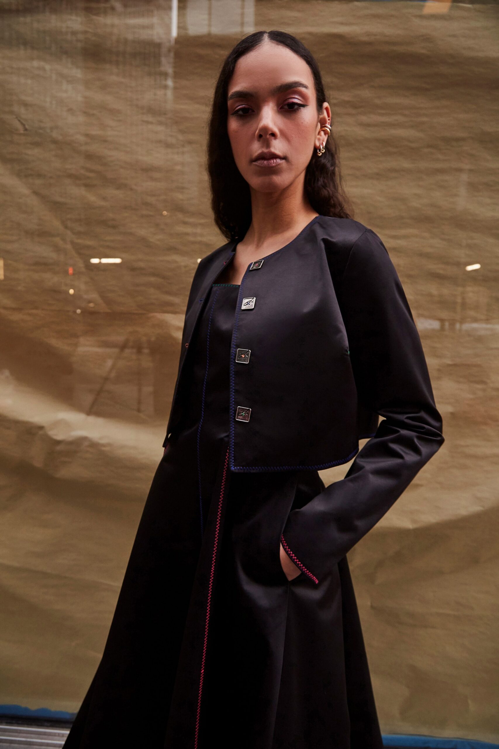 black leather dress and jacket