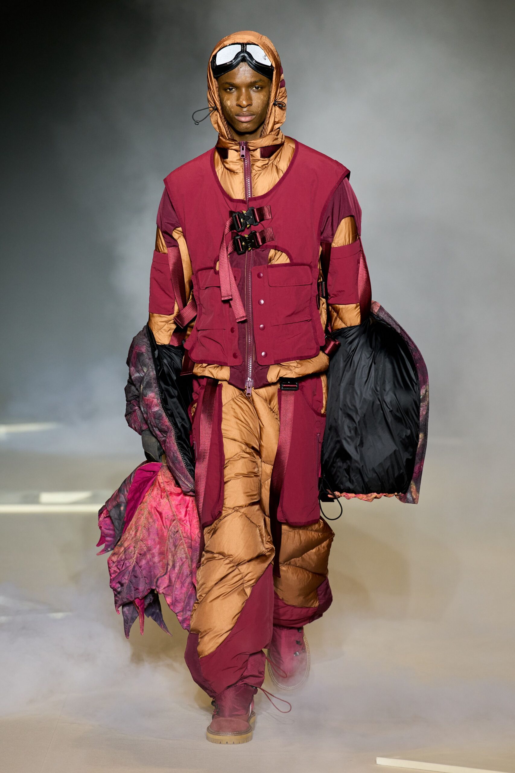 red and brown layered outfit