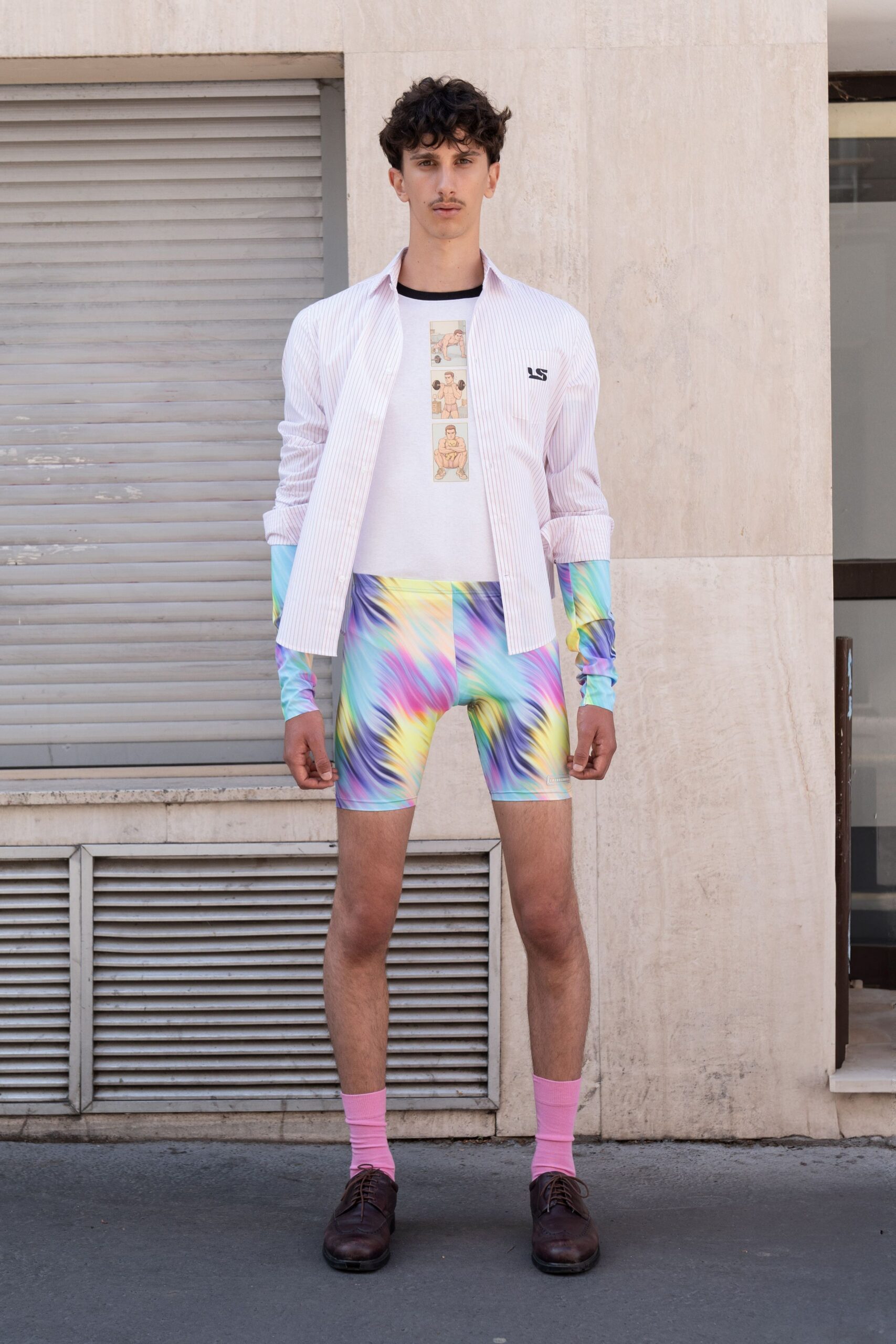 colorful printed shorts with shirt