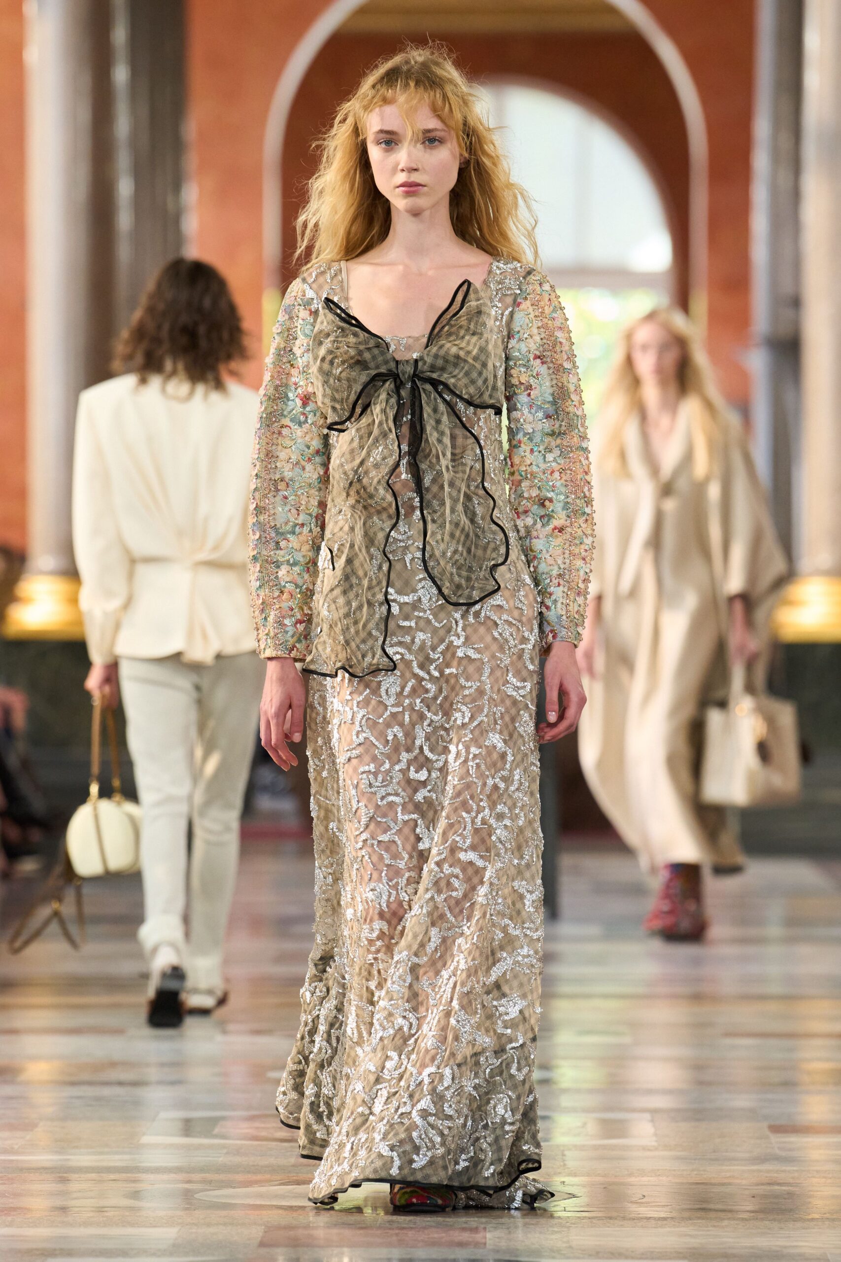 beige lace maxi dress with jacket