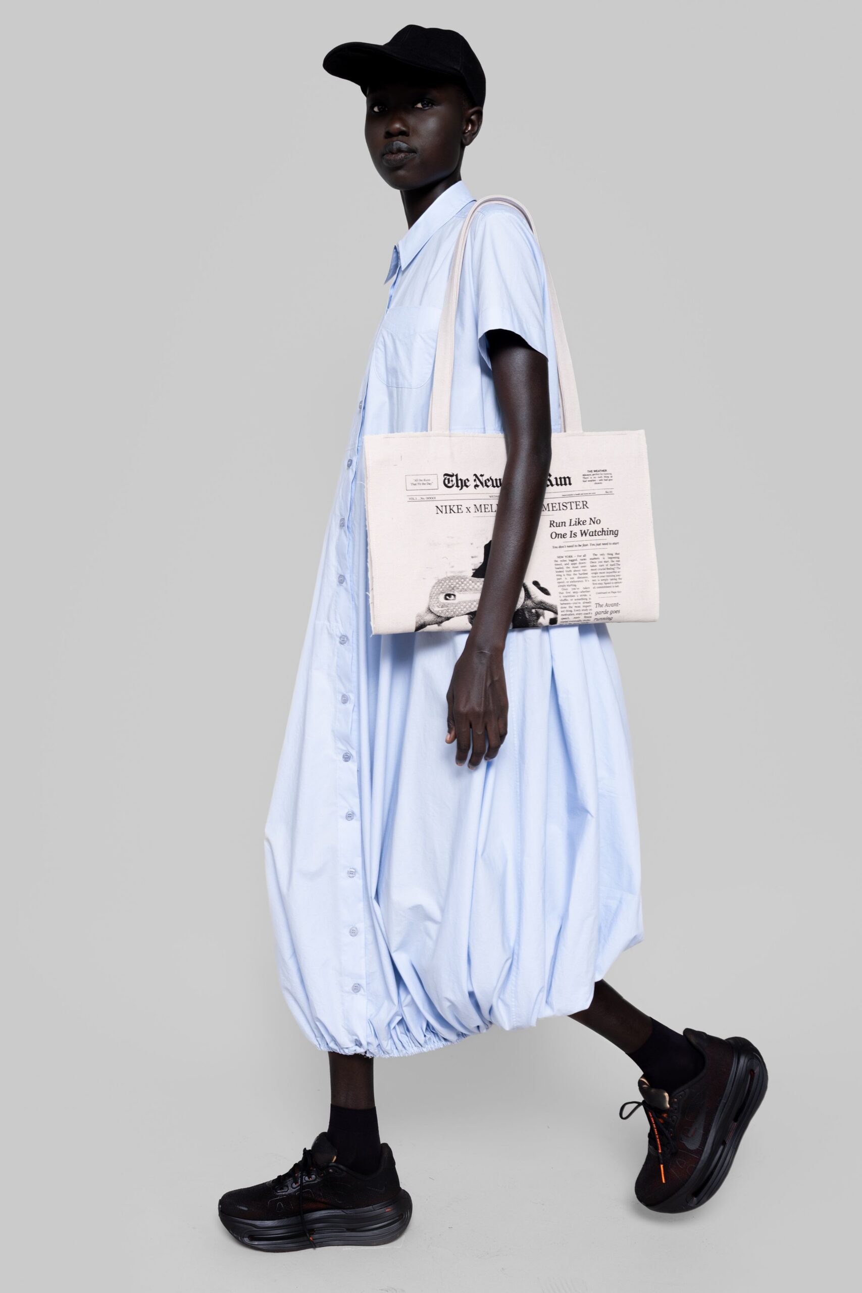 blue cotton relaxed midi dress
