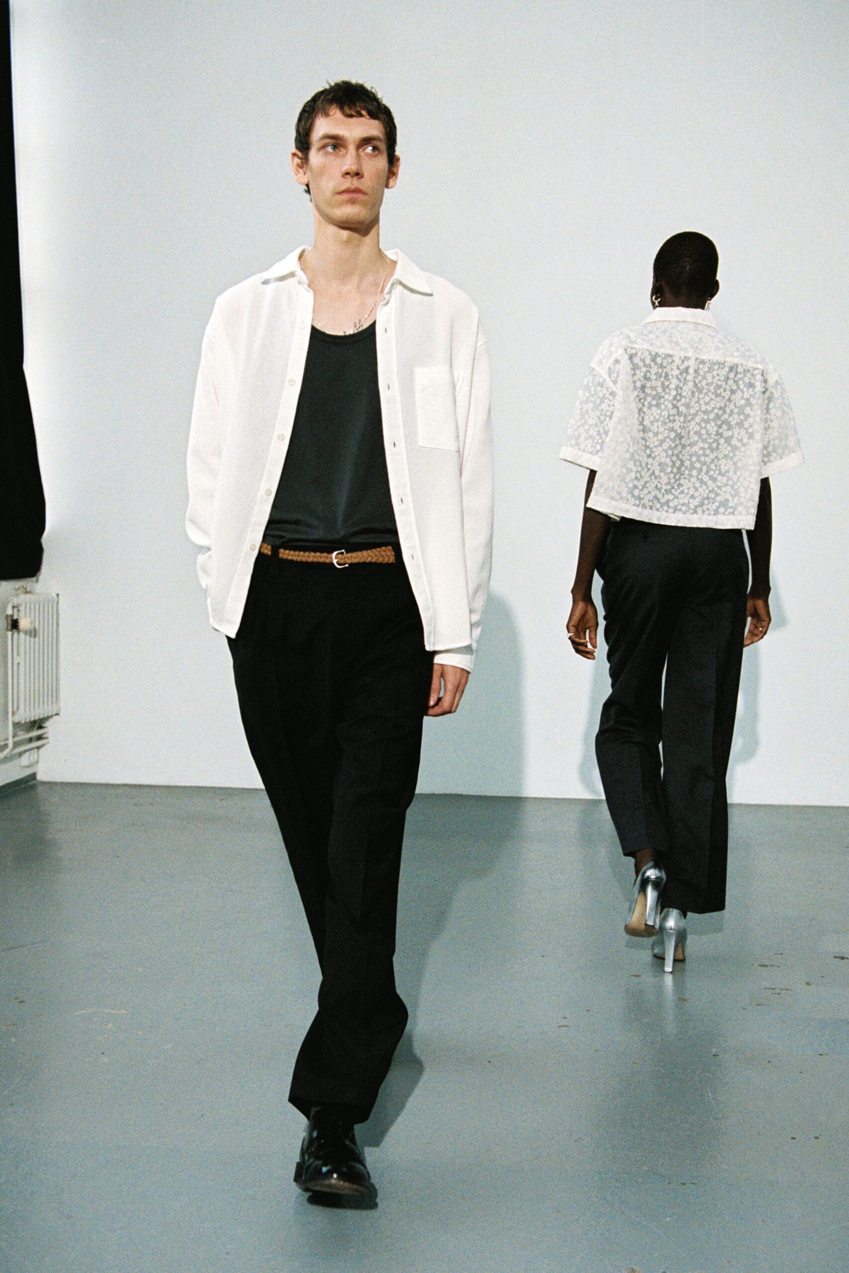 white shirt black pants fashion