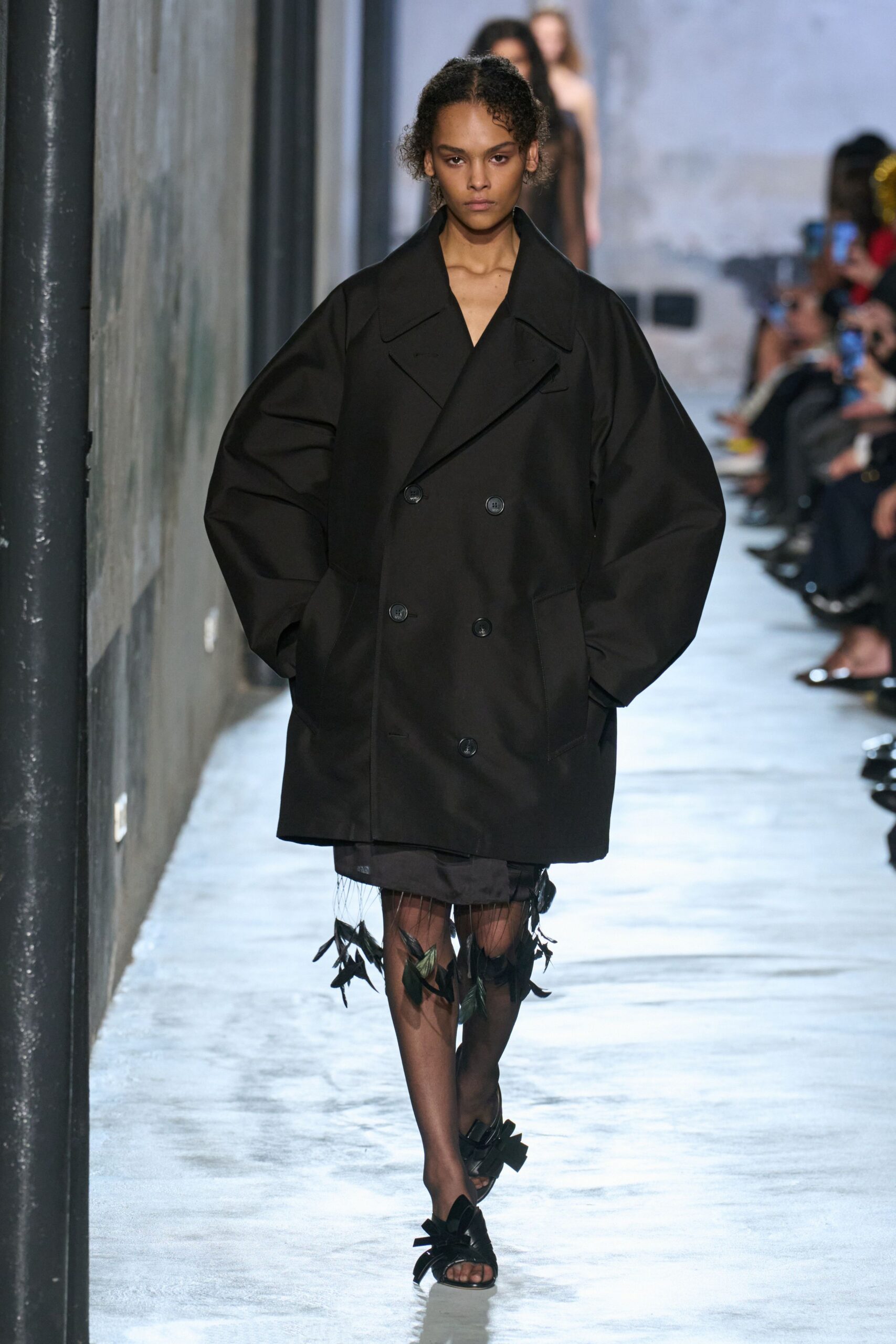 black fitted fringed sheer short skirt