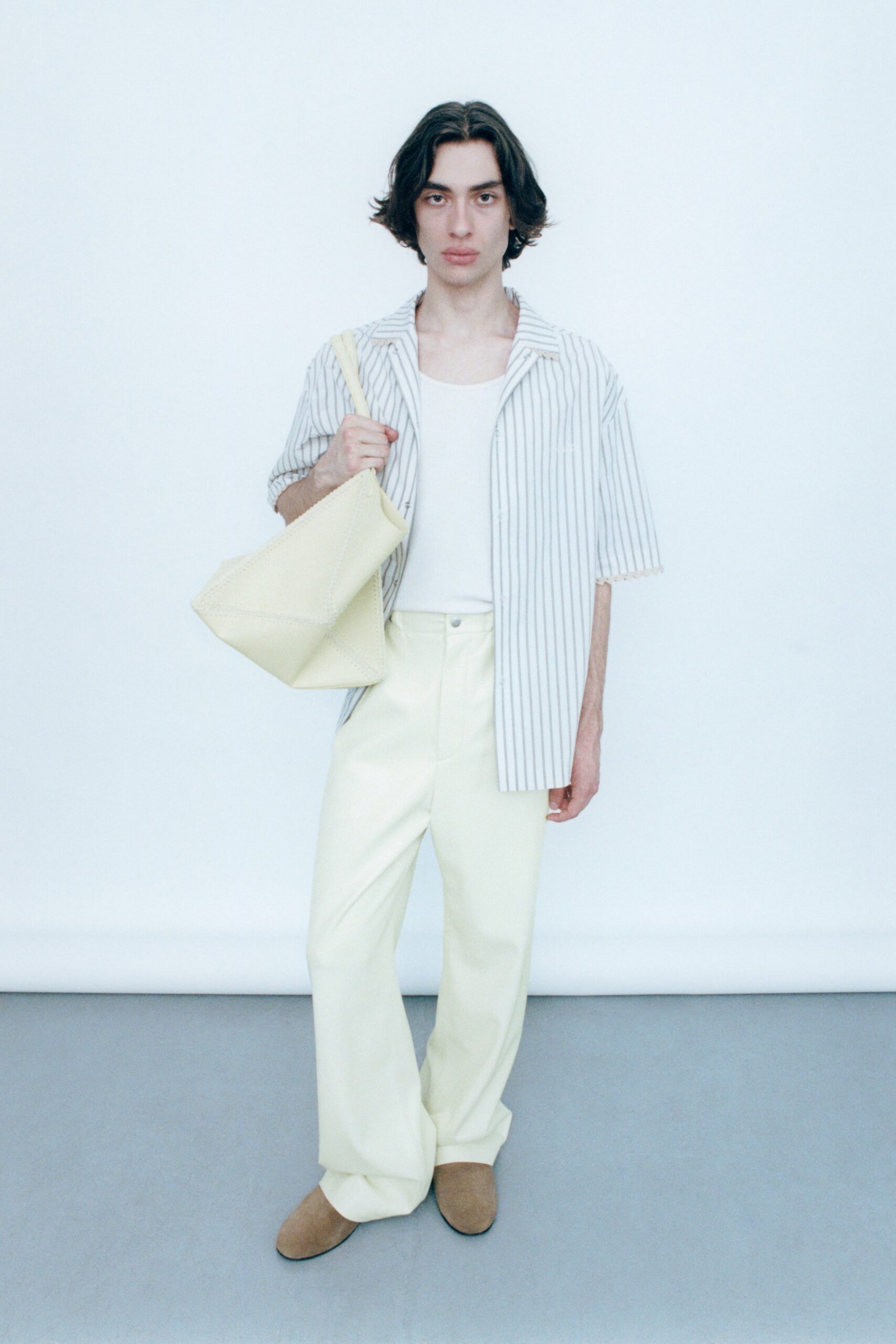 yellow cotton relaxed straight-leg pants