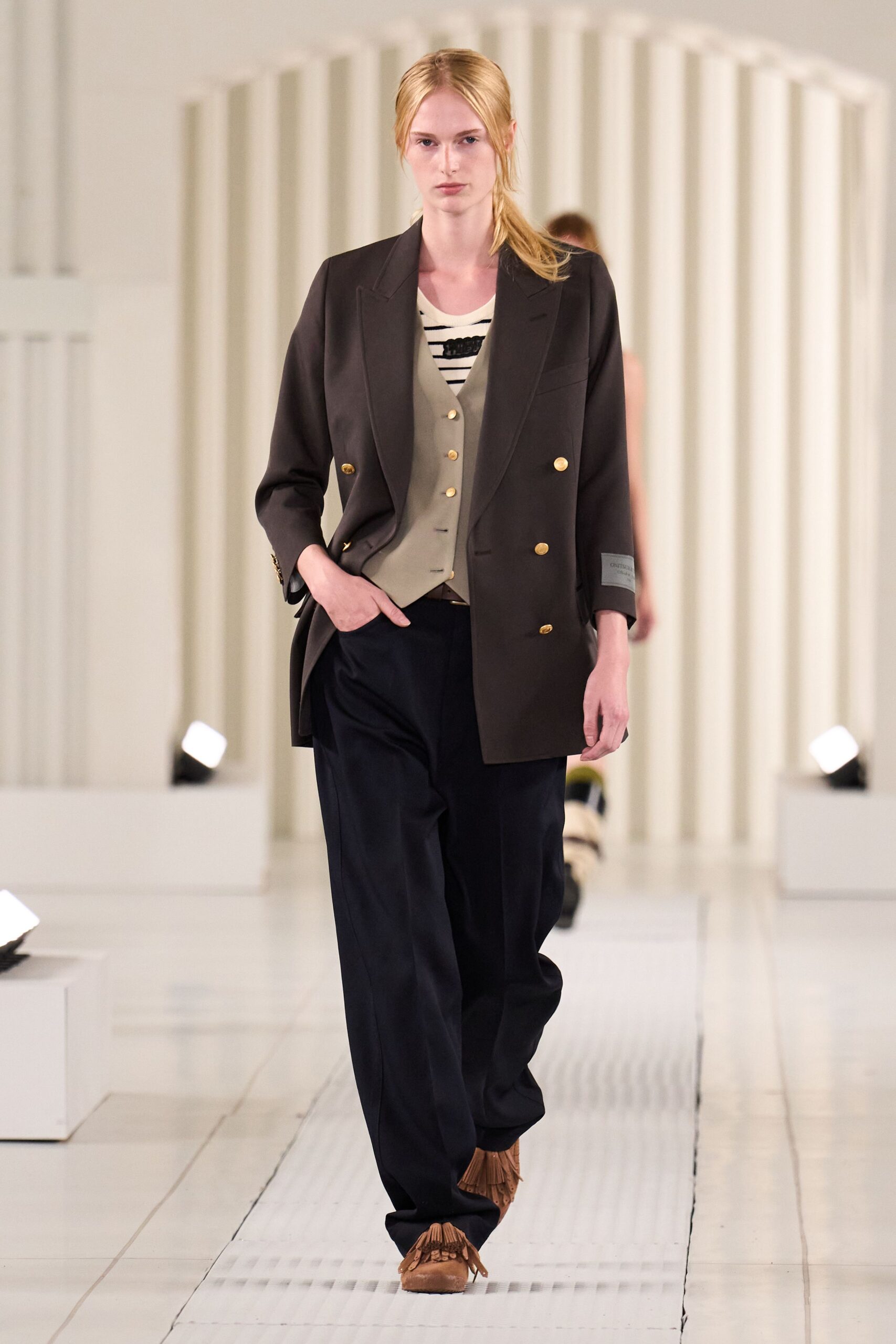 beige cotton sleeveless v-neck fitted buttoned vest