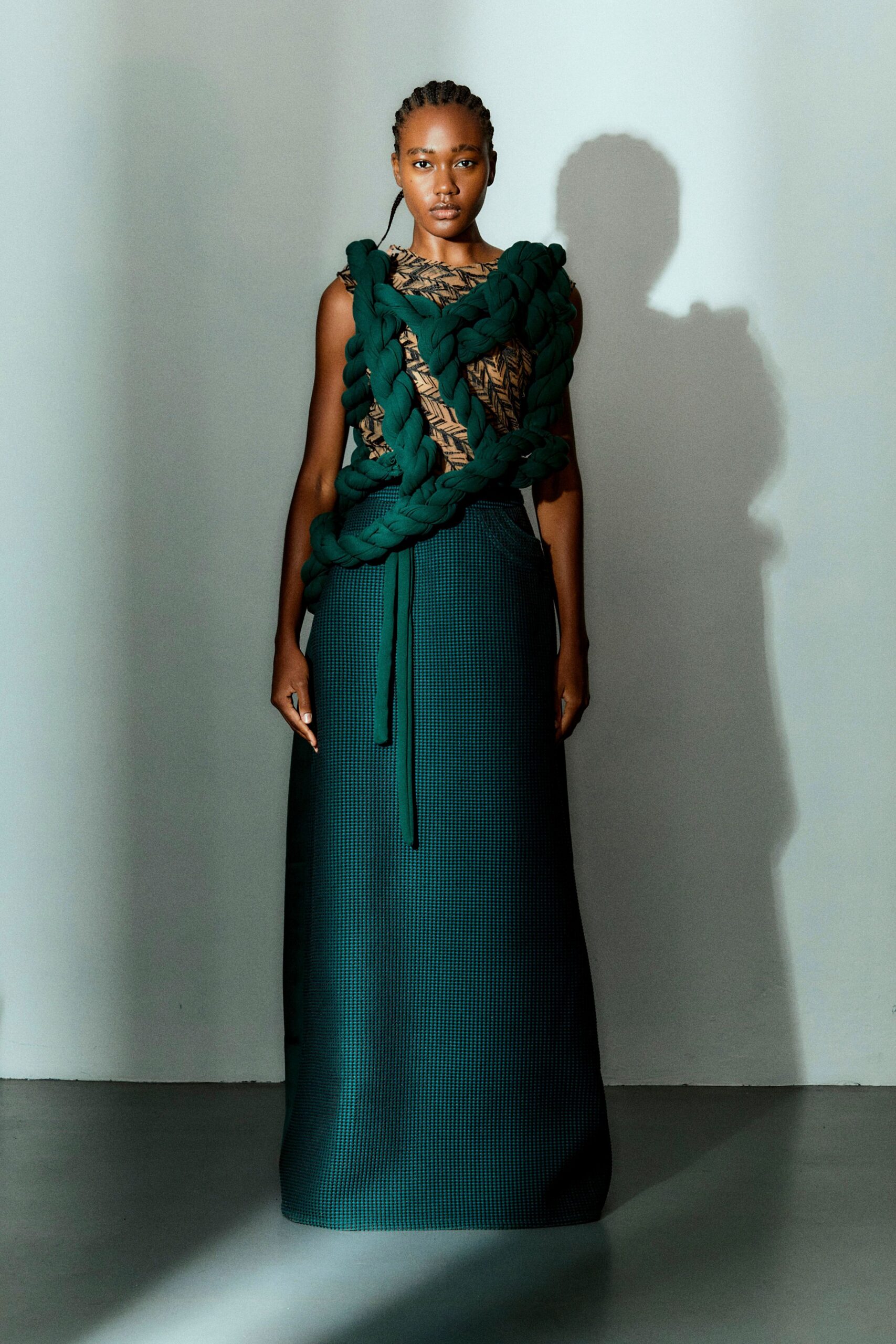 green and gold layered maxi dress