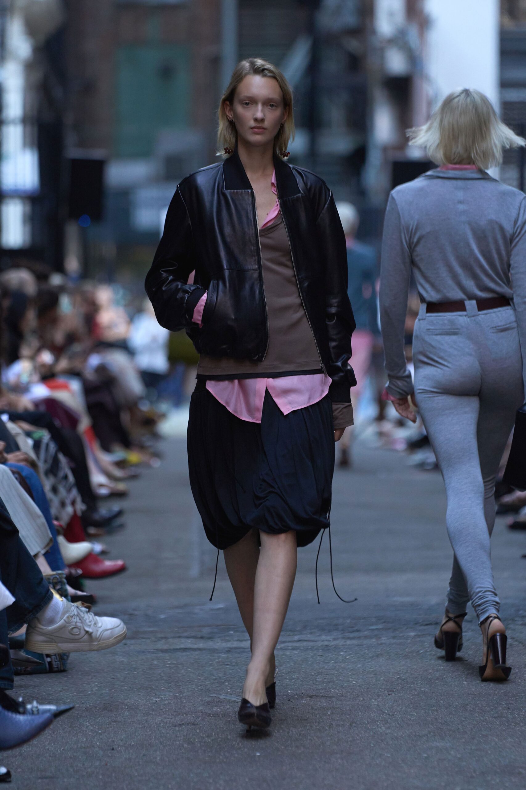 black leather jacket with relaxed top