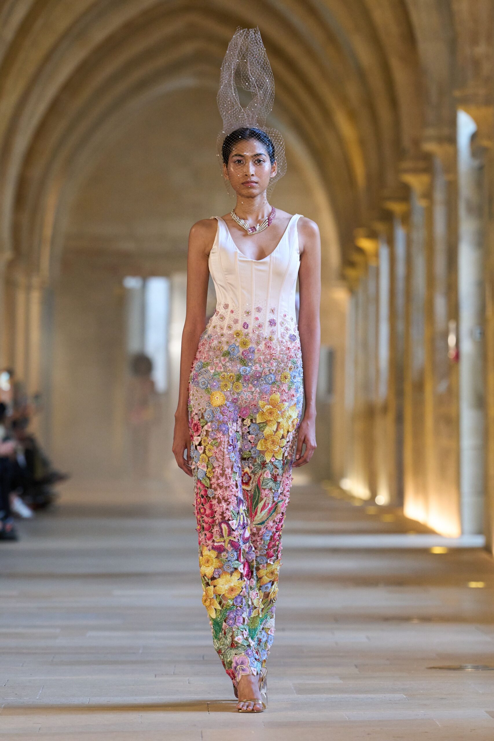 multi silk fitted flared embroidered pants