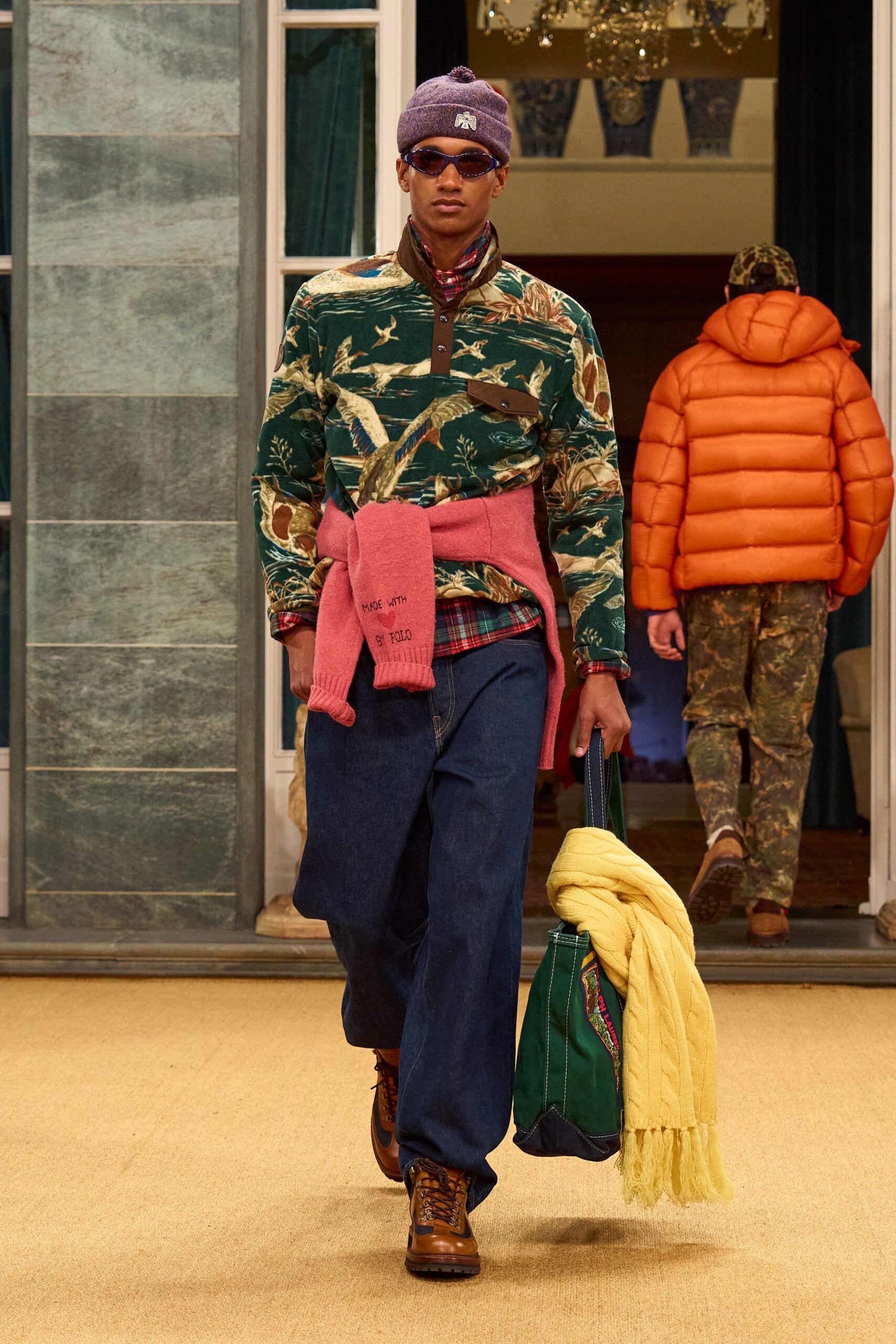 floral shirt with denim pants