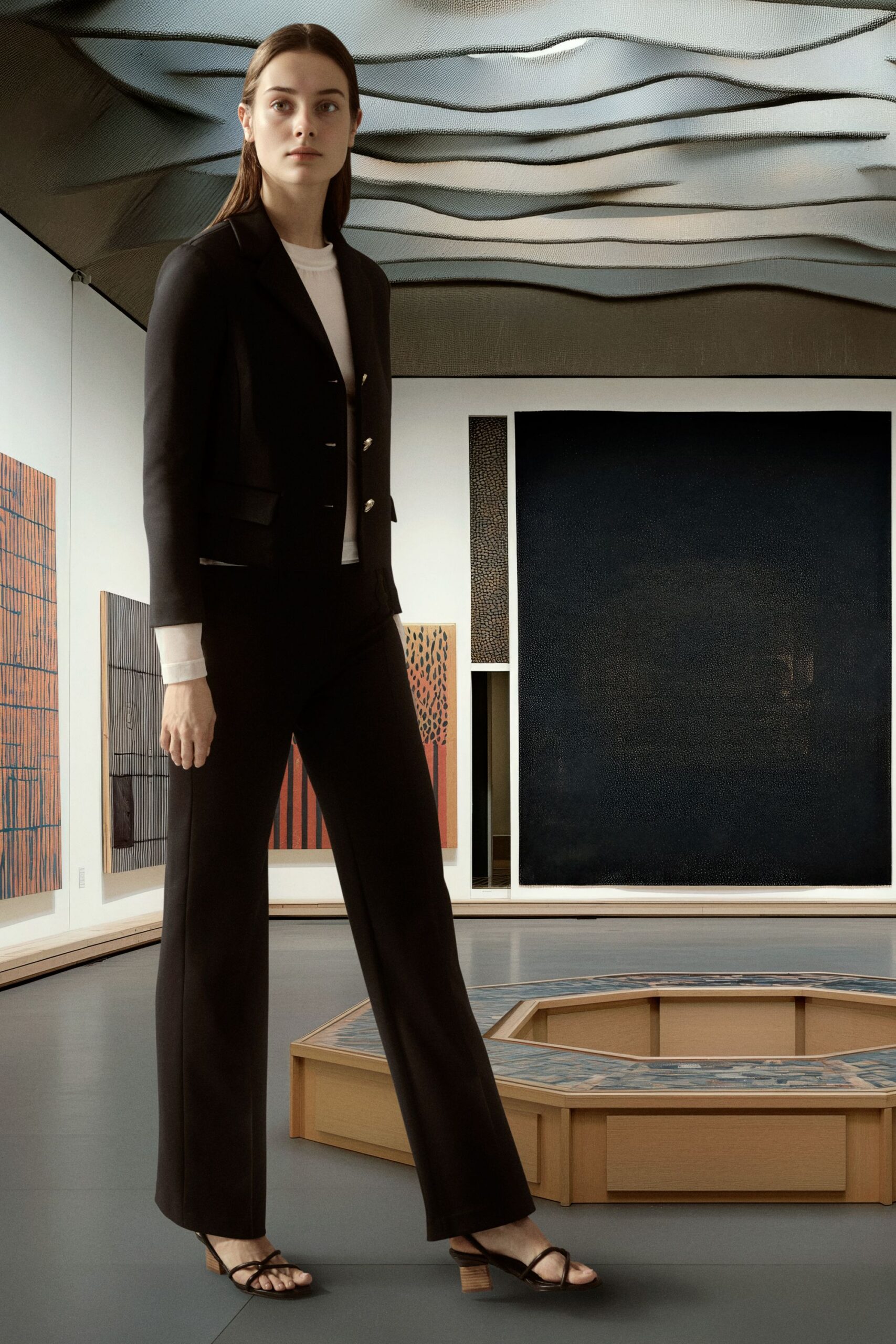 black tailored blazer with pants