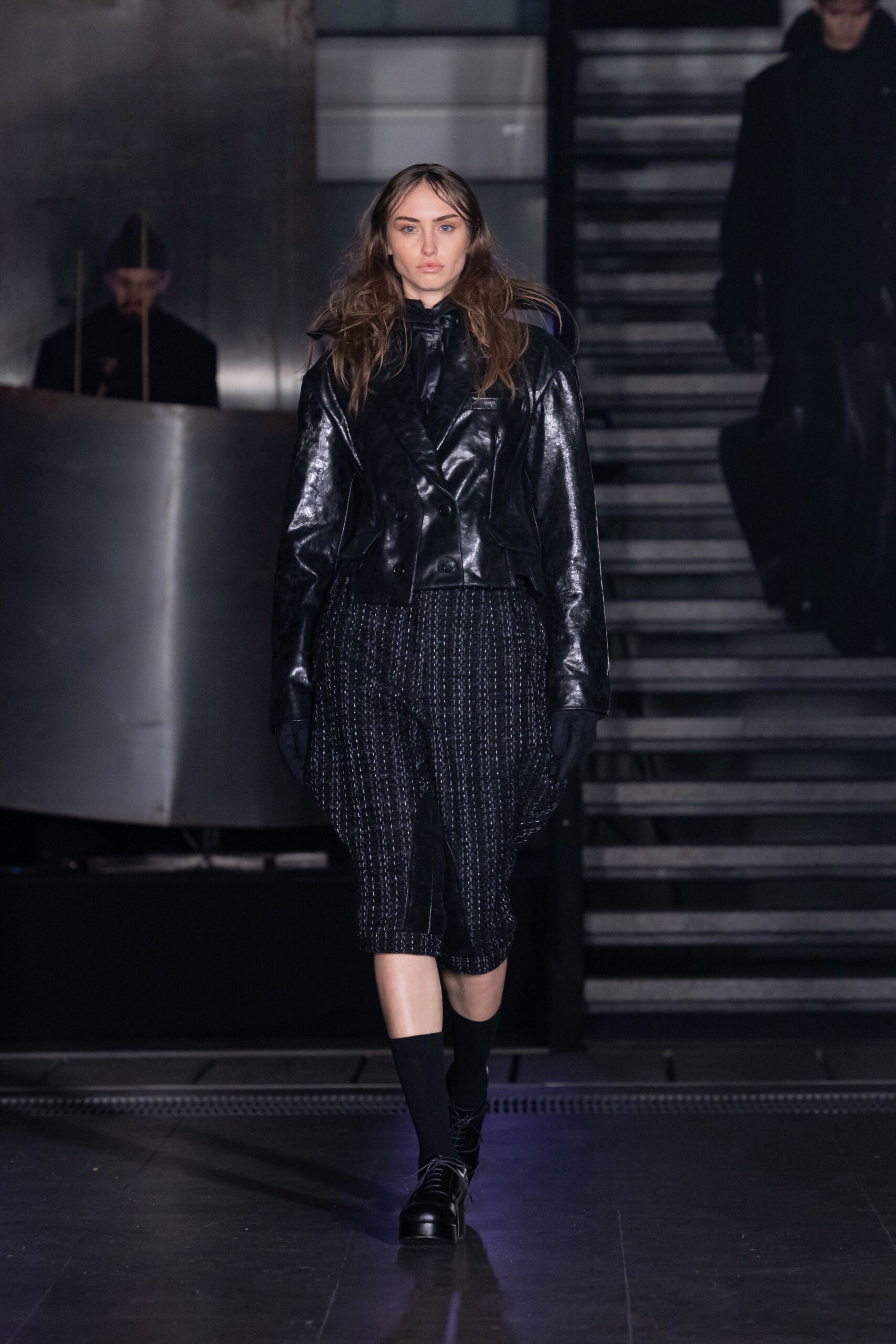 black leather jacket and pants