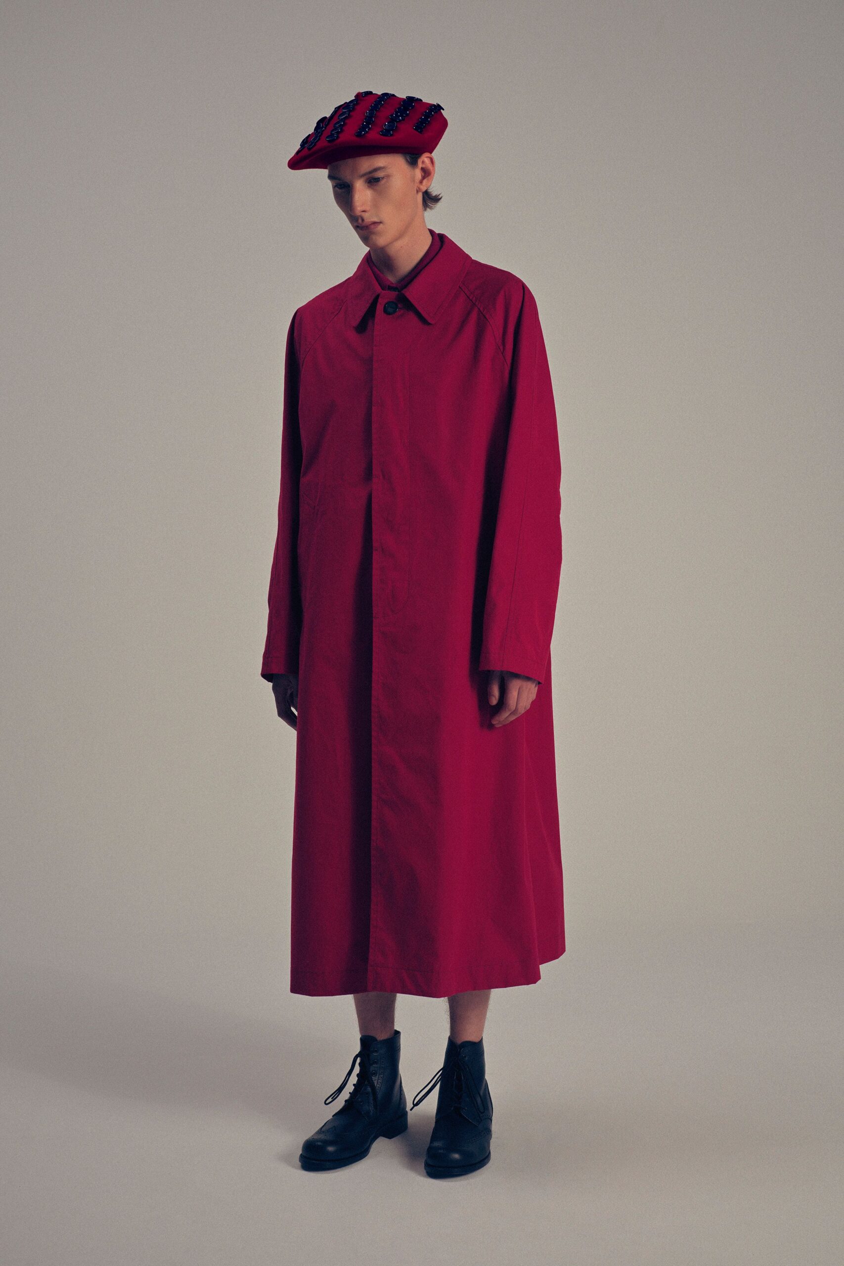 red cotton relaxed coat