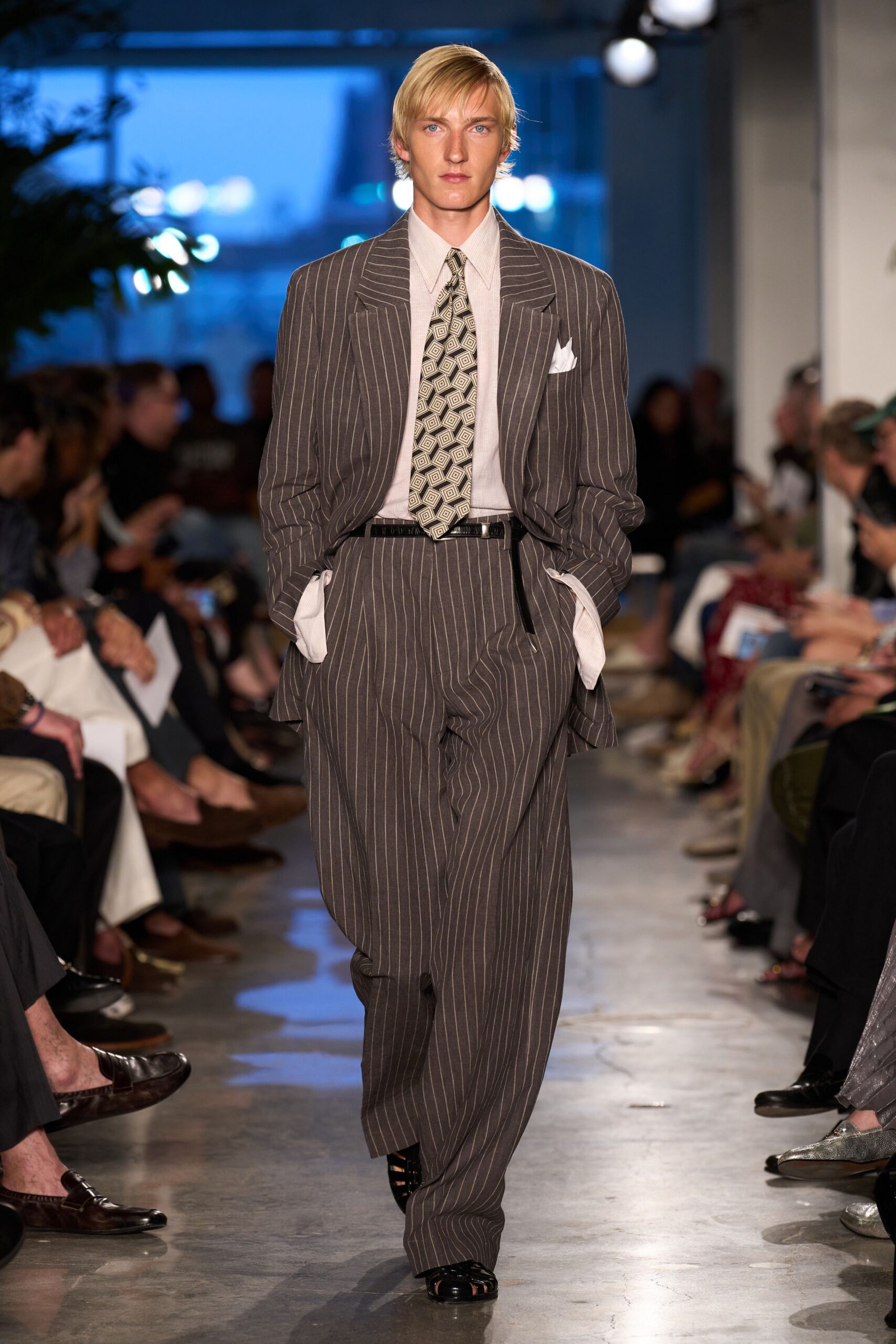 gray tailored suit with white shirt