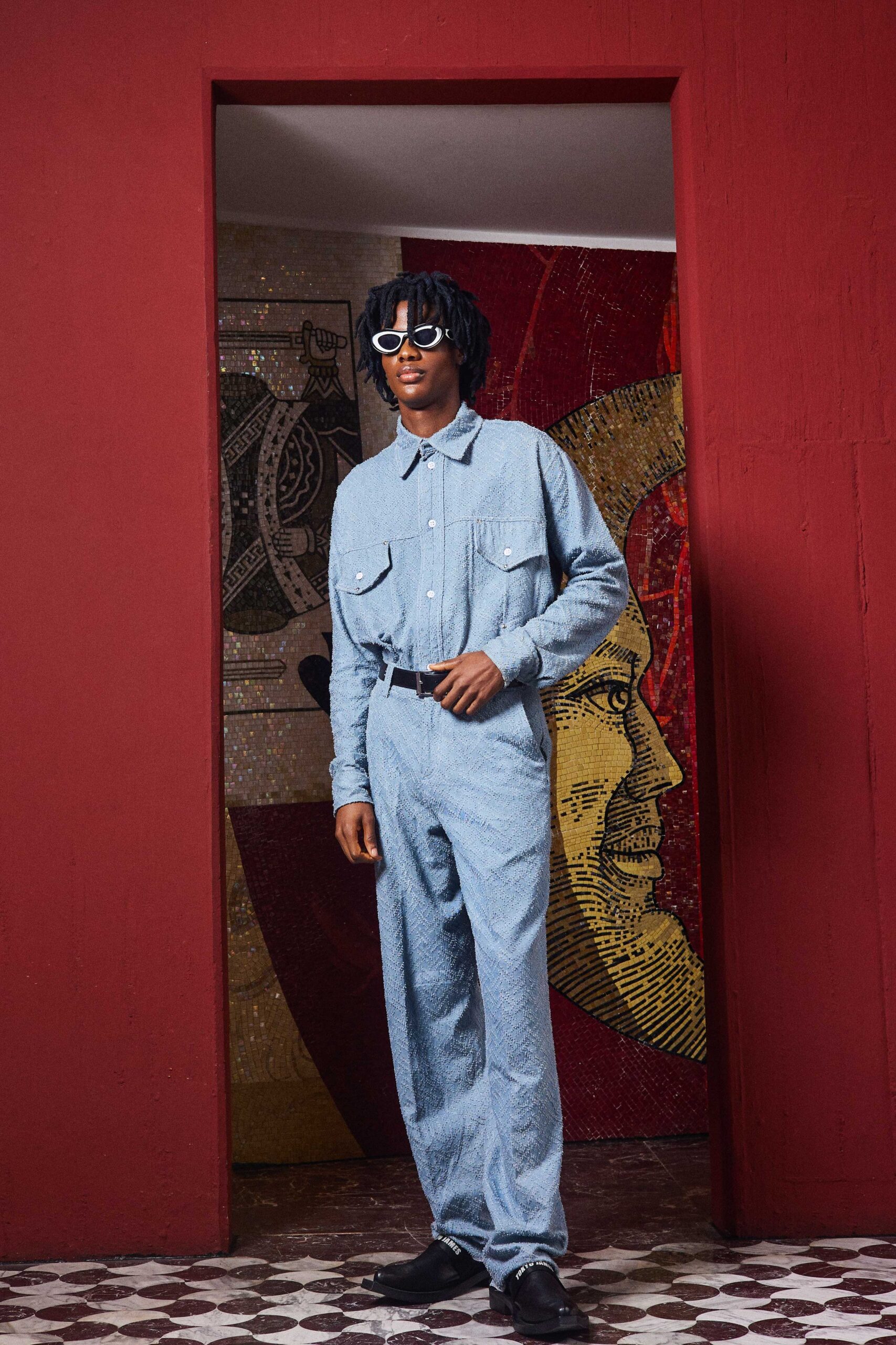 blue cotton shirt and pants
