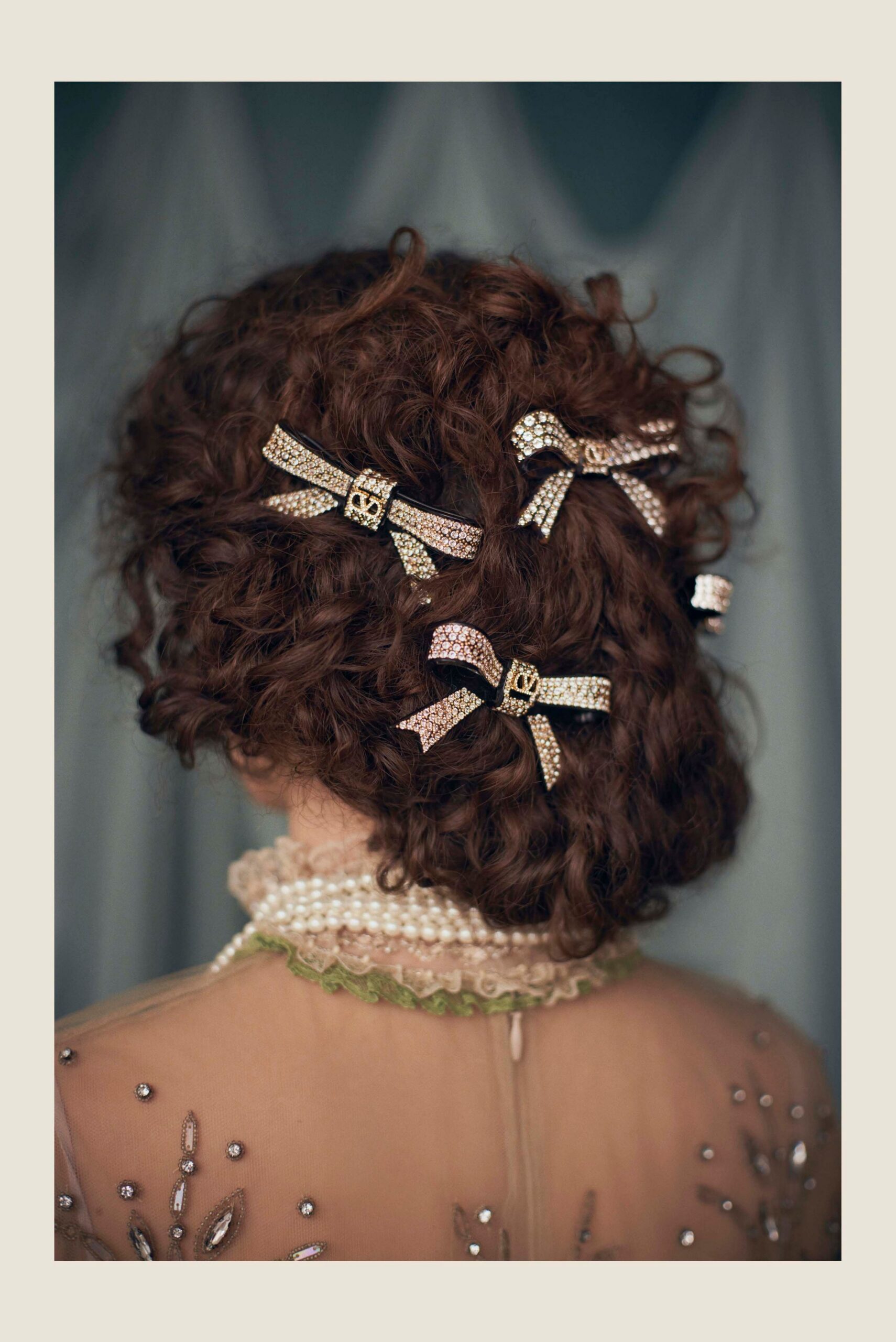 beige silk embroidered gown