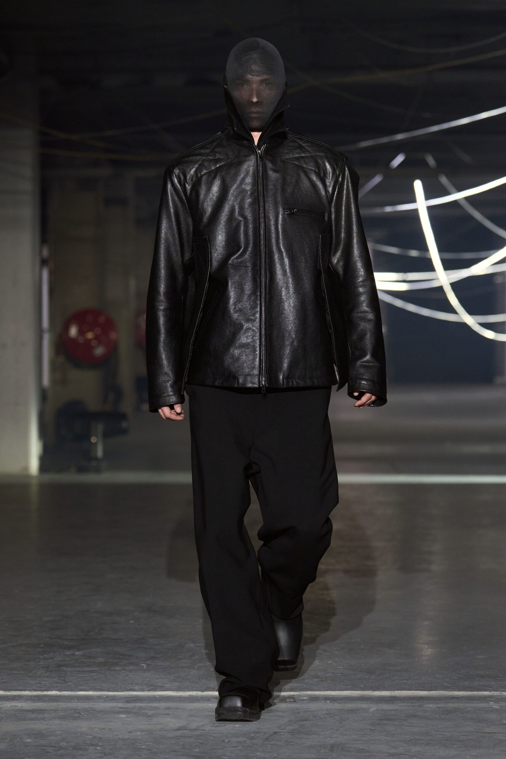 black leather jacket and pants