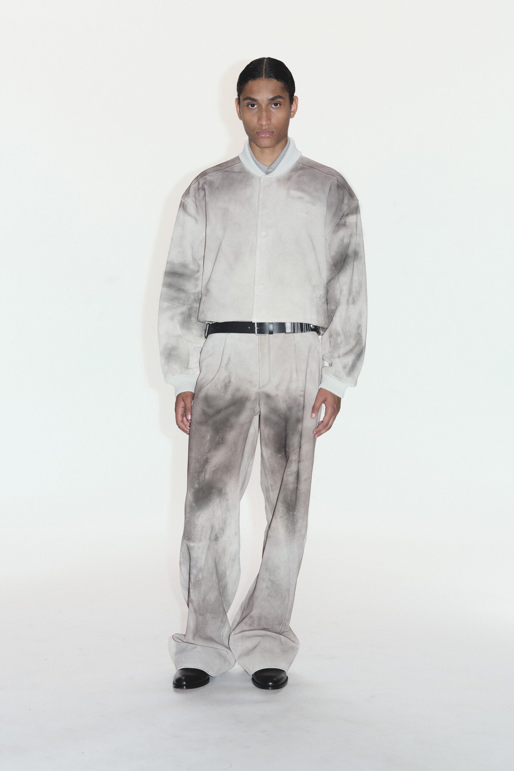 gray cotton relaxed flared pants