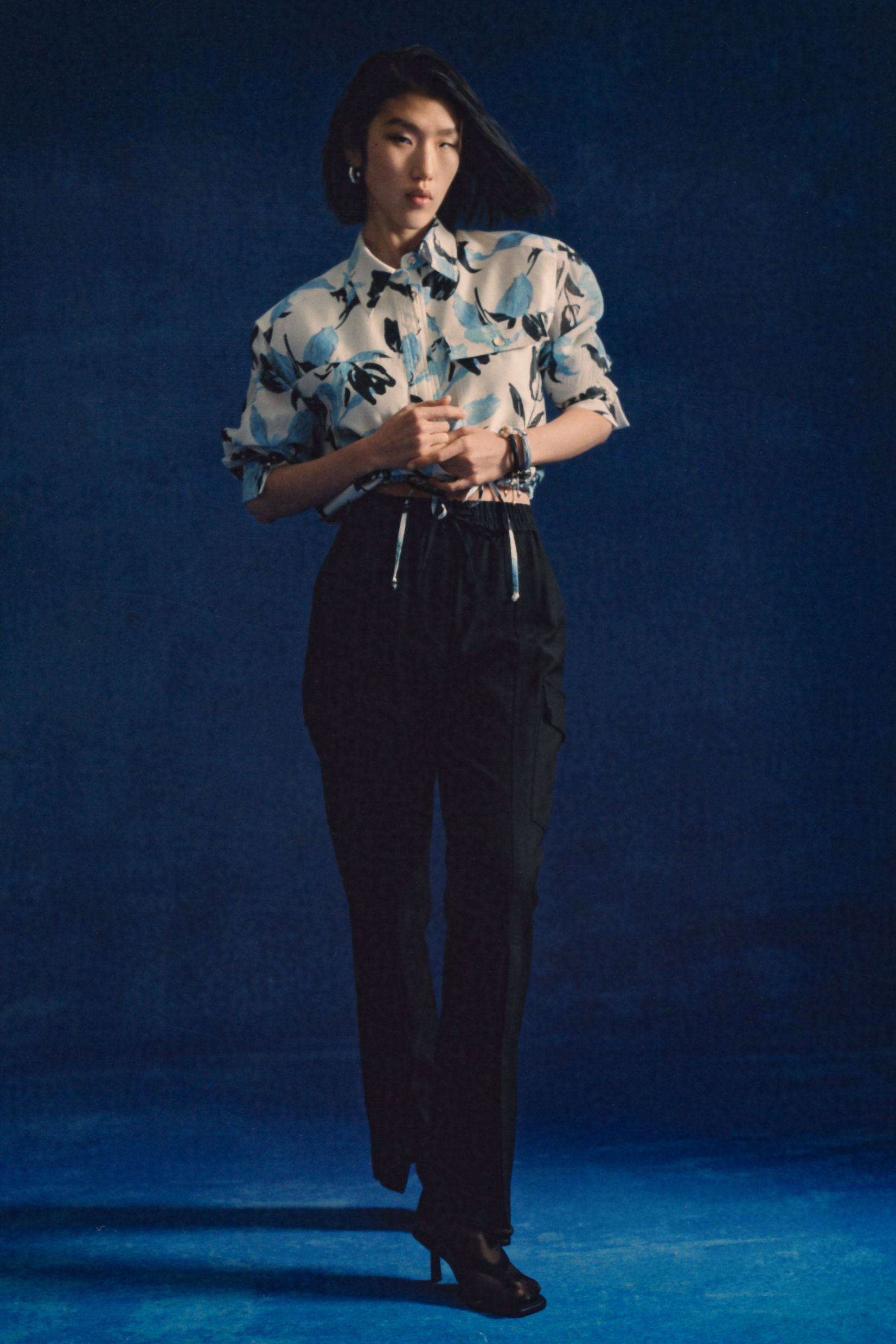 floral shirt tailored pants