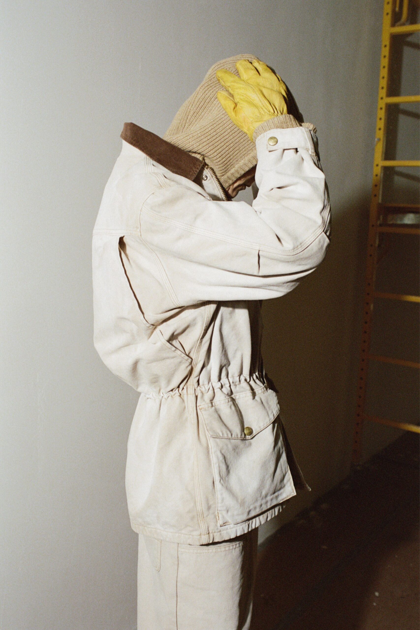 beige relaxed jacket and pants